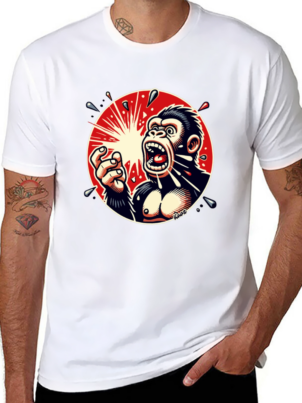 Screaming Gorilla Graphic Tee - Bold Black T-Shirt