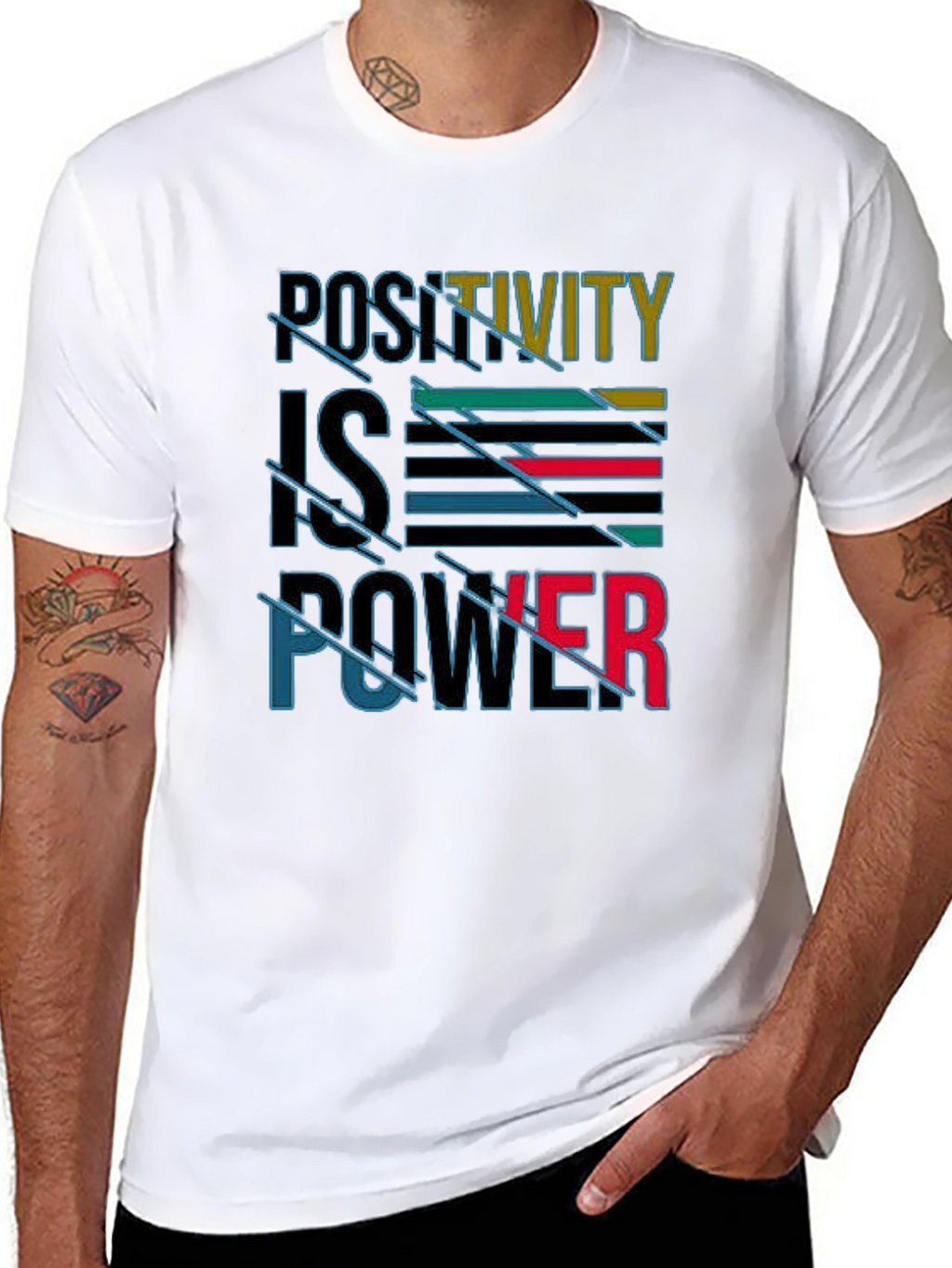 Positivity is Power Graphic Print Black T-Shirt