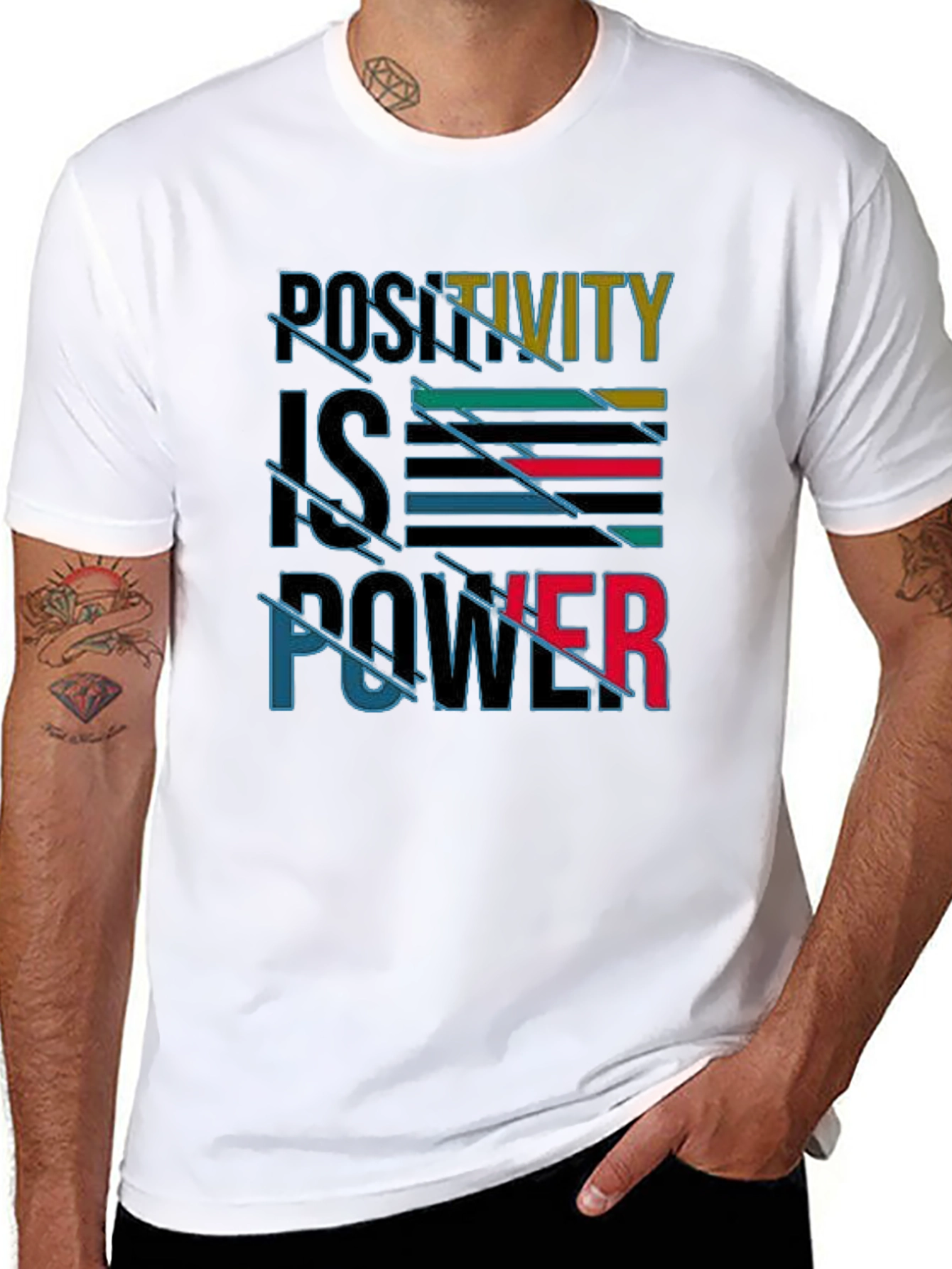 Positivity is Power Graphic Print Black T-Shirt