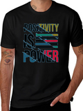 Positivity is Power Graphic Print Black T-Shirt