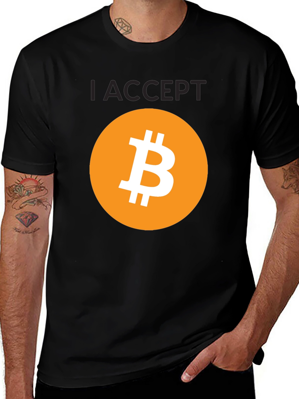 I Accept Bitcoin Black T-Shirt