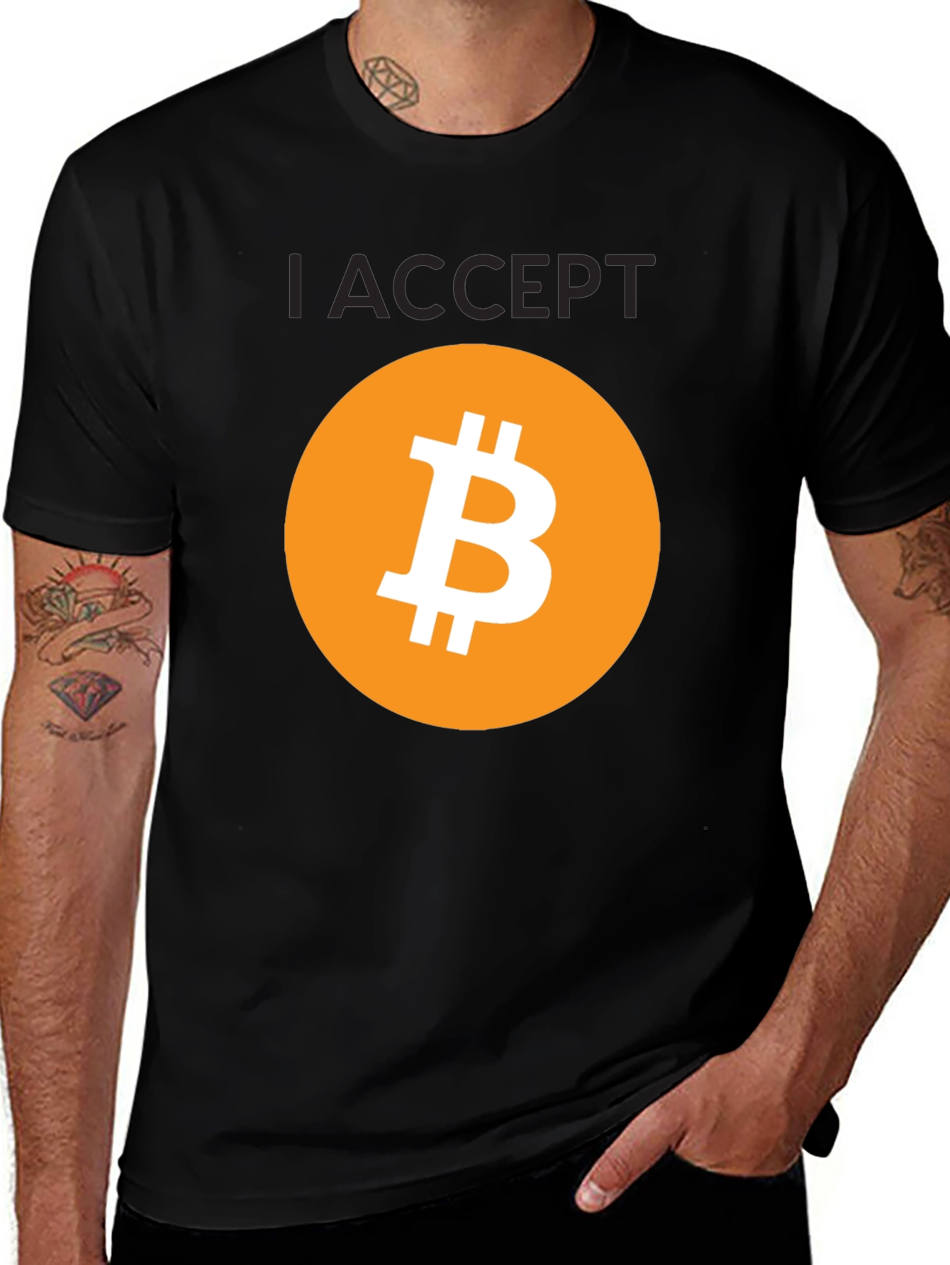 I Accept Bitcoin Black T-Shirt