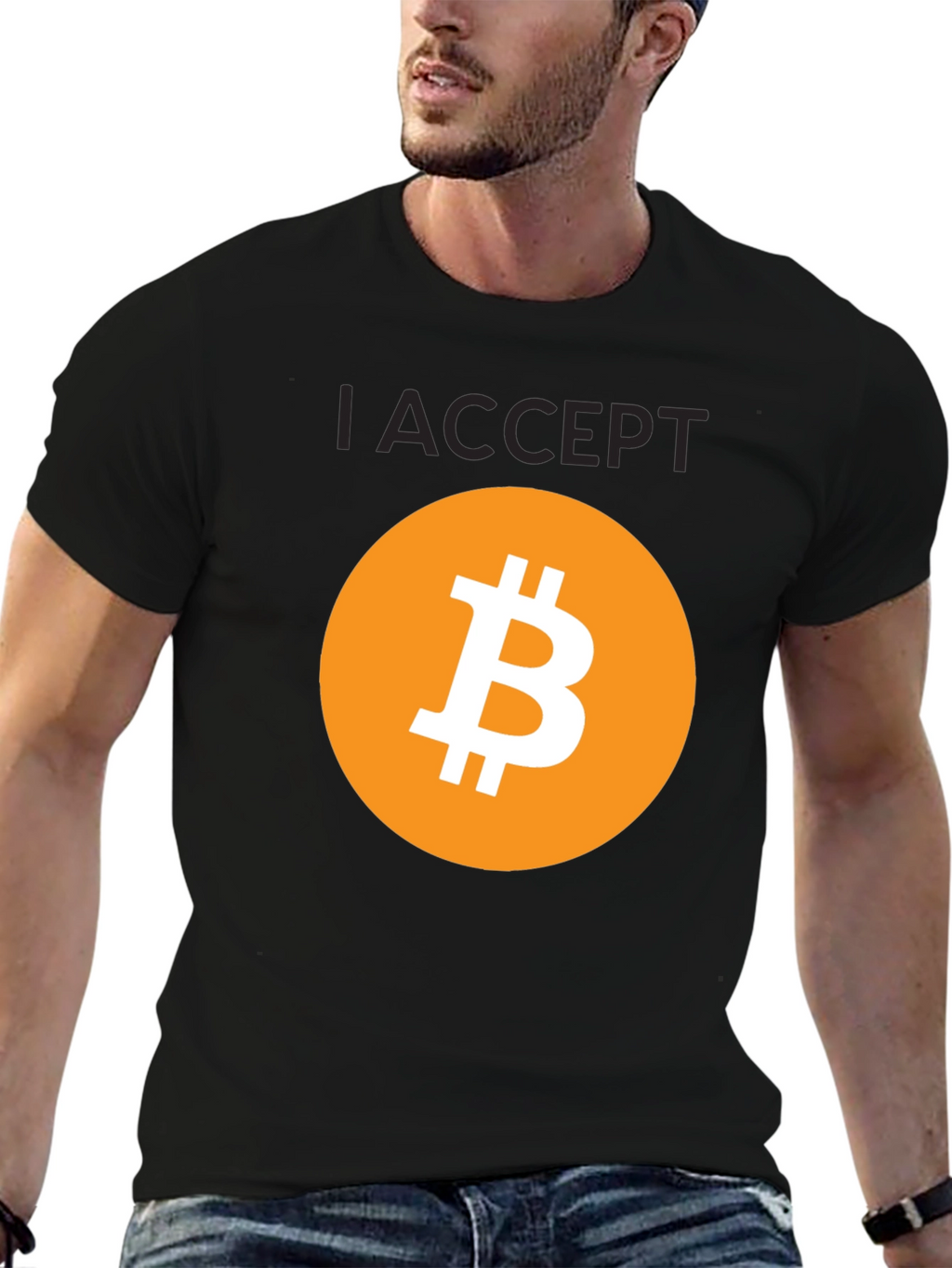 I Accept Bitcoin Black T-Shirt