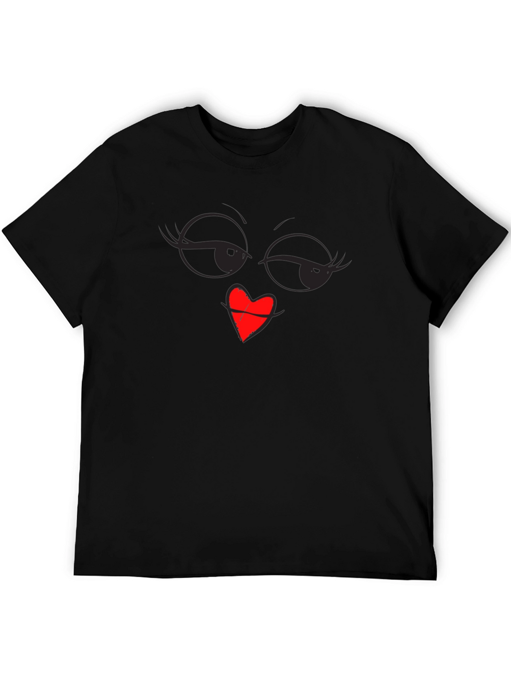 Winking Face Heart Lips Graphic T-Shirt