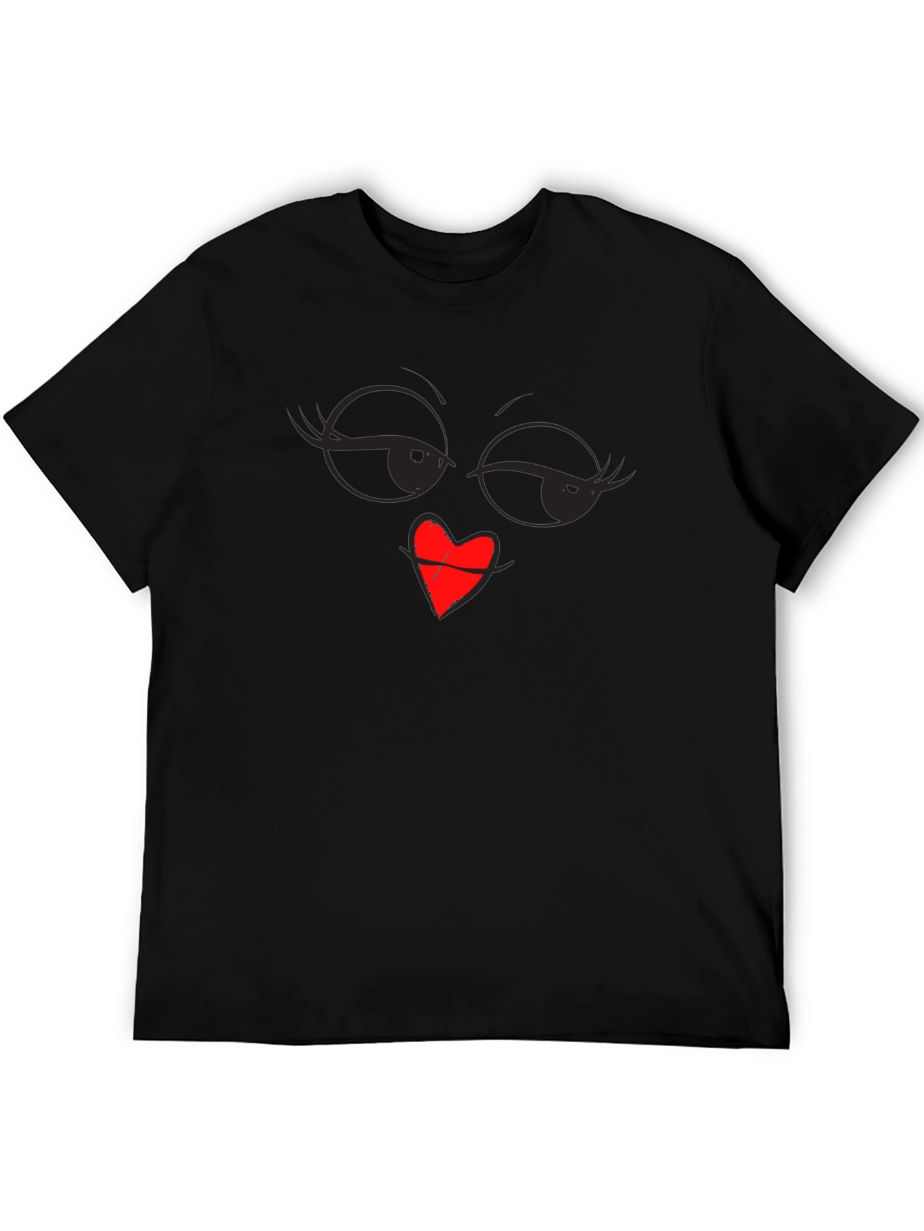Winking Face Heart Lips Graphic T-Shirt