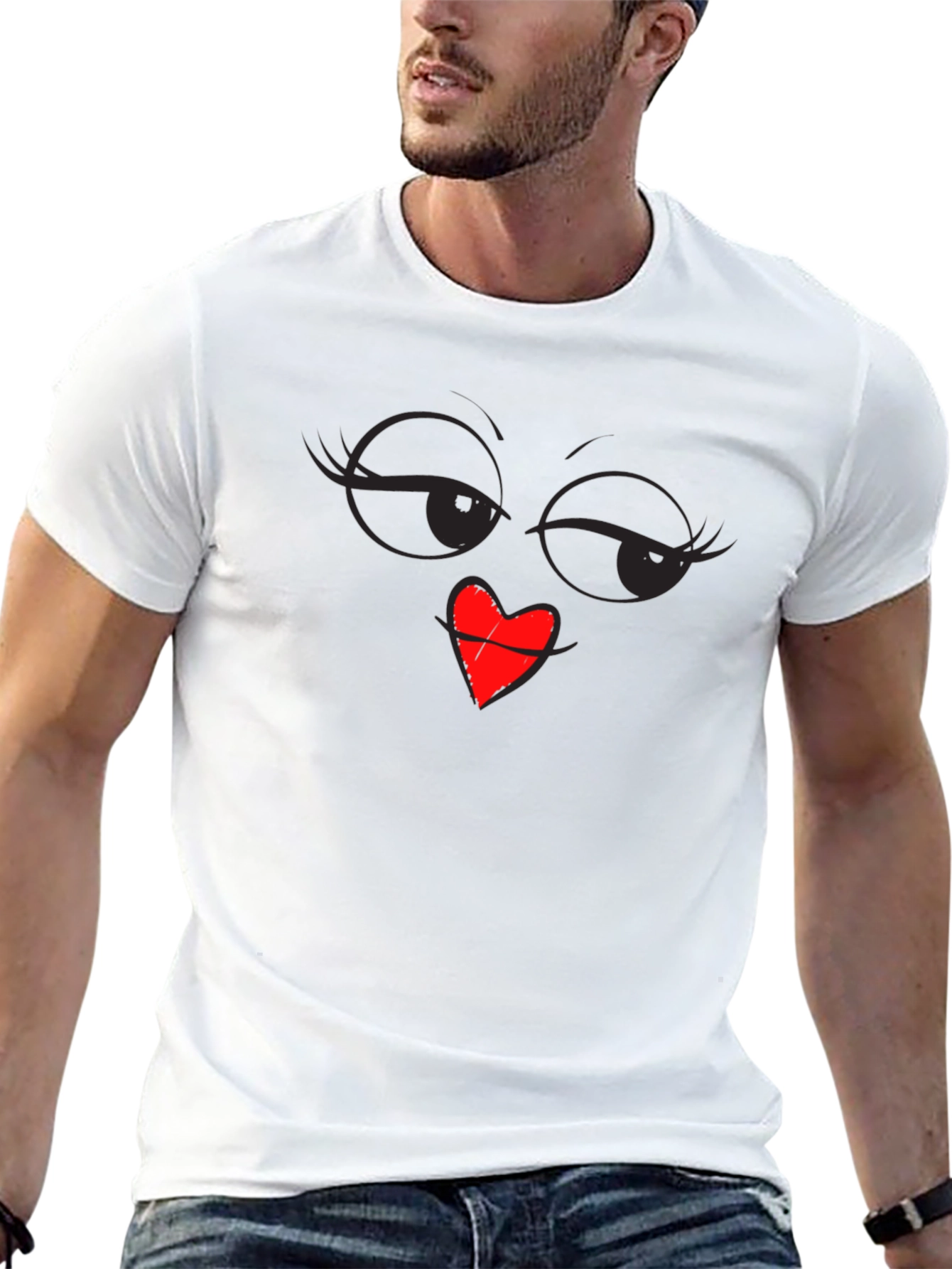 Winking Face Heart Lips Graphic T-Shirt