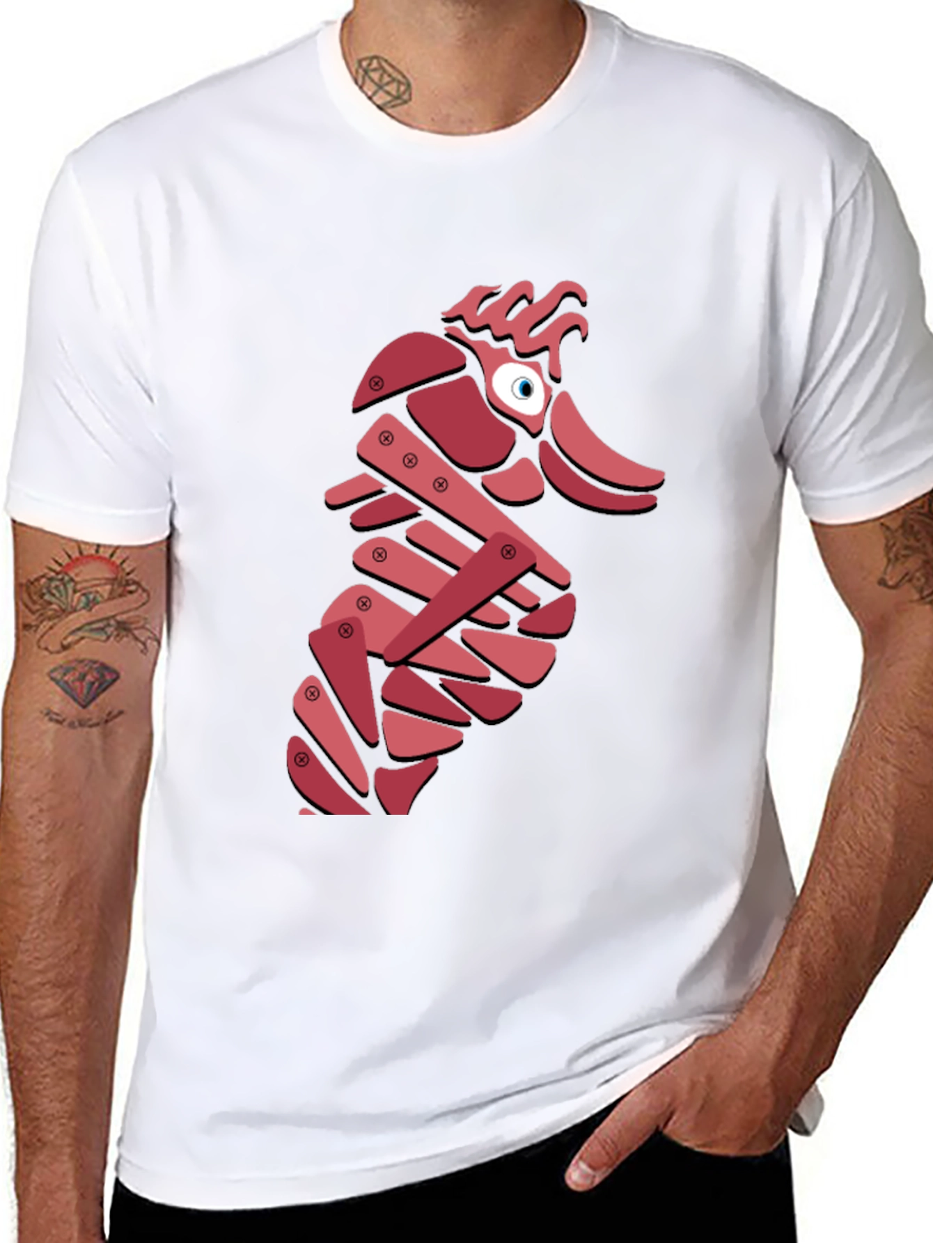 Abstract Seahorse Graphic T-Shirt - Unique Design