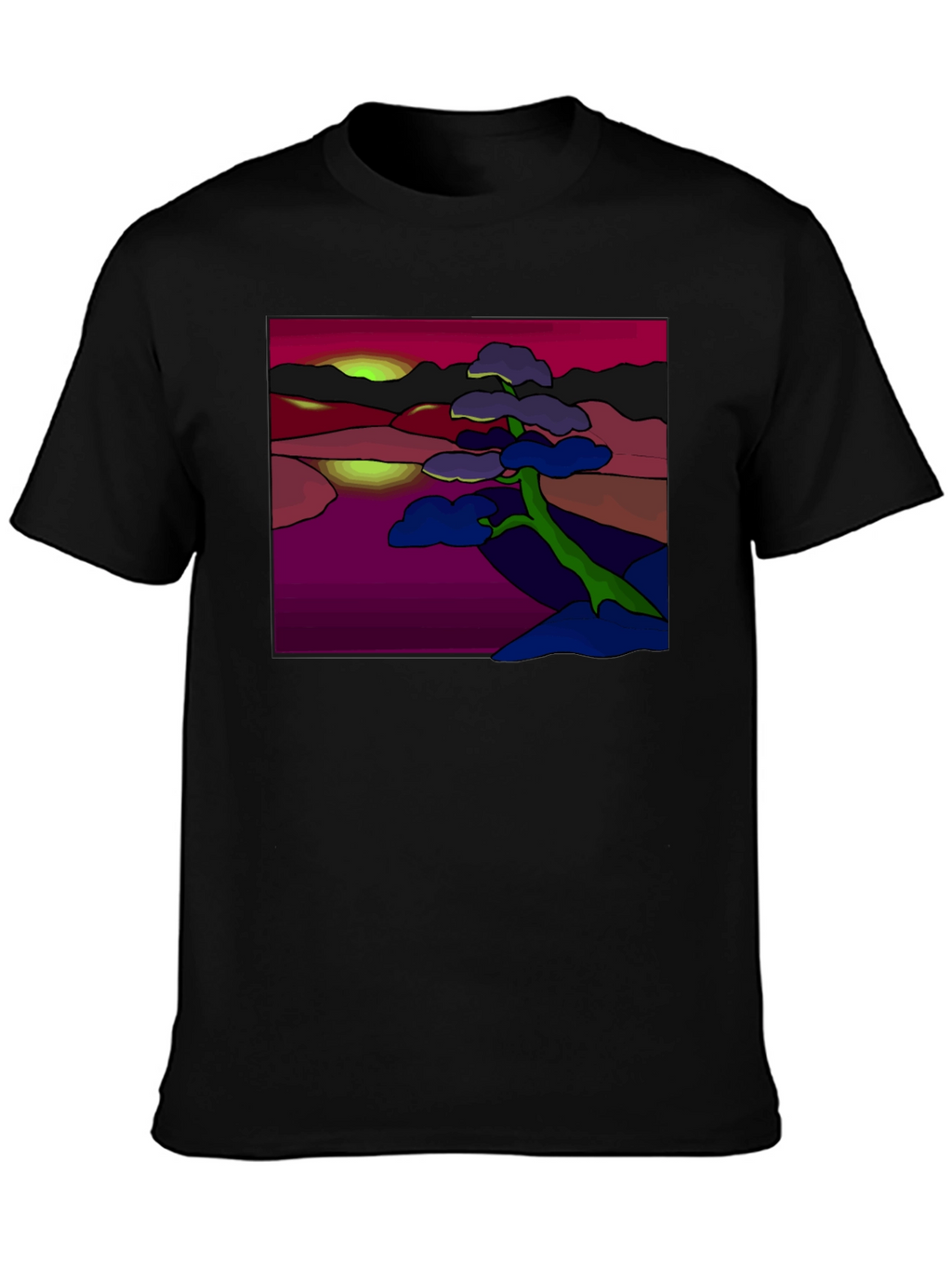 Abstract Landscape Tee: Artistic Graphic Print T-Shirt