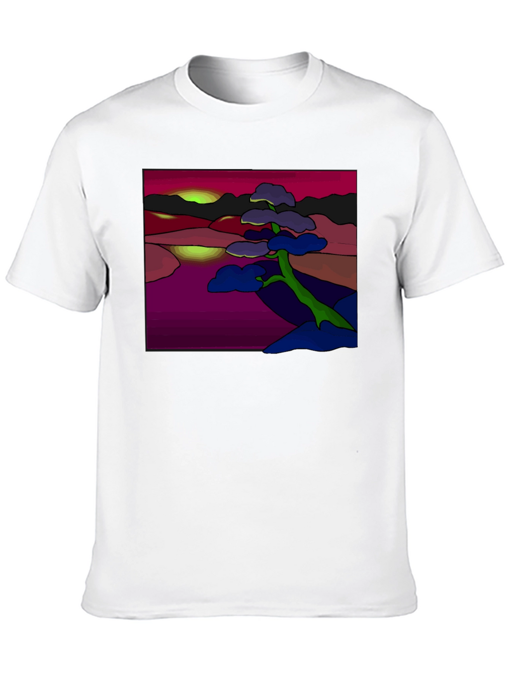 Abstract Landscape Tee: Artistic Graphic Print T-Shirt