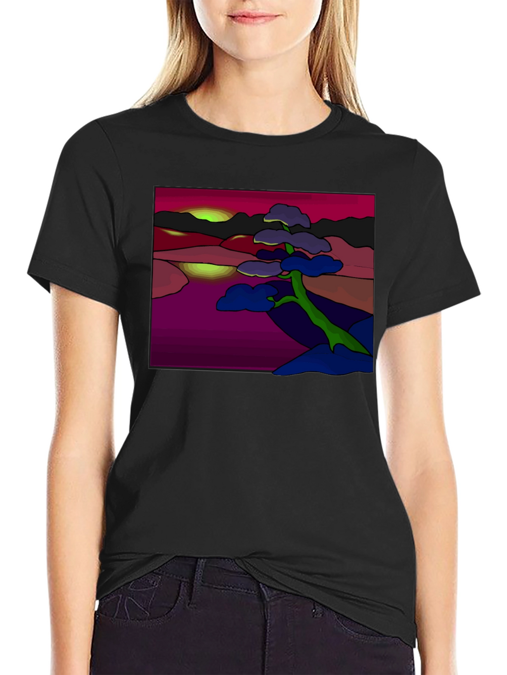 Abstract Landscape Tee: Artistic Graphic Print T-Shirt