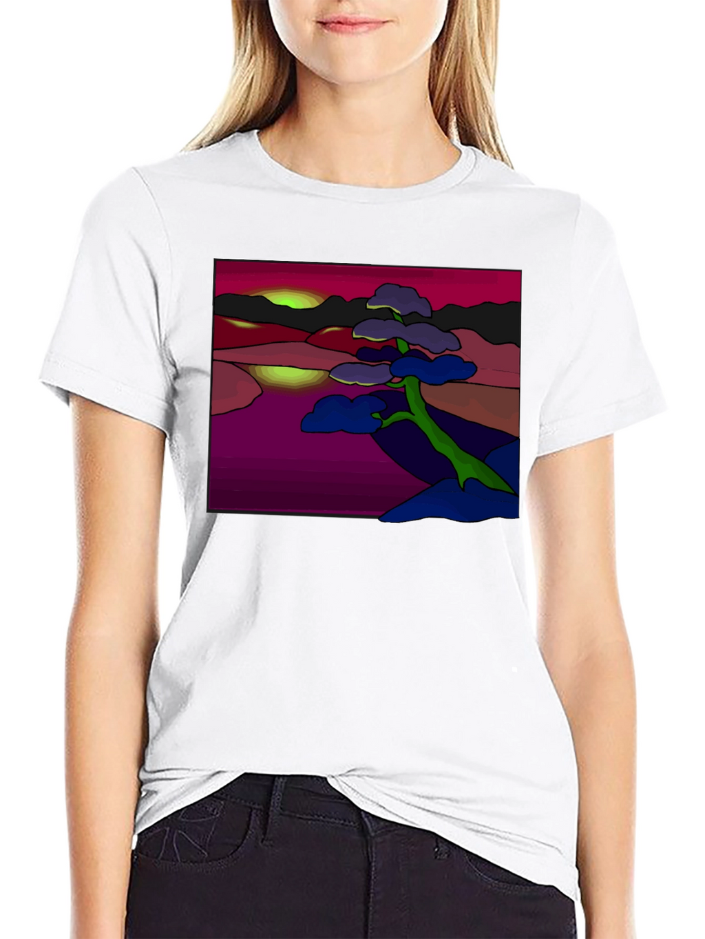 Abstract Landscape Tee: Artistic Graphic Print T-Shirt