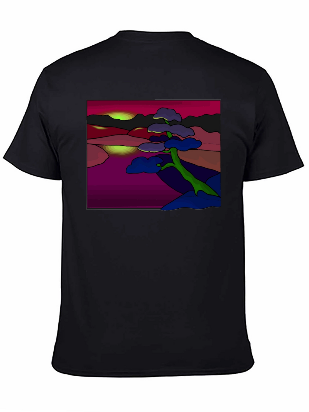 Abstract Landscape Tee: Artistic Graphic Print T-Shirt