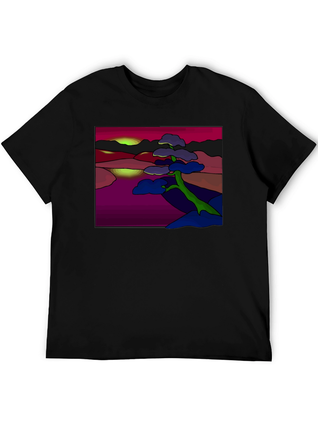 Abstract Landscape Tee: Artistic Graphic Print T-Shirt