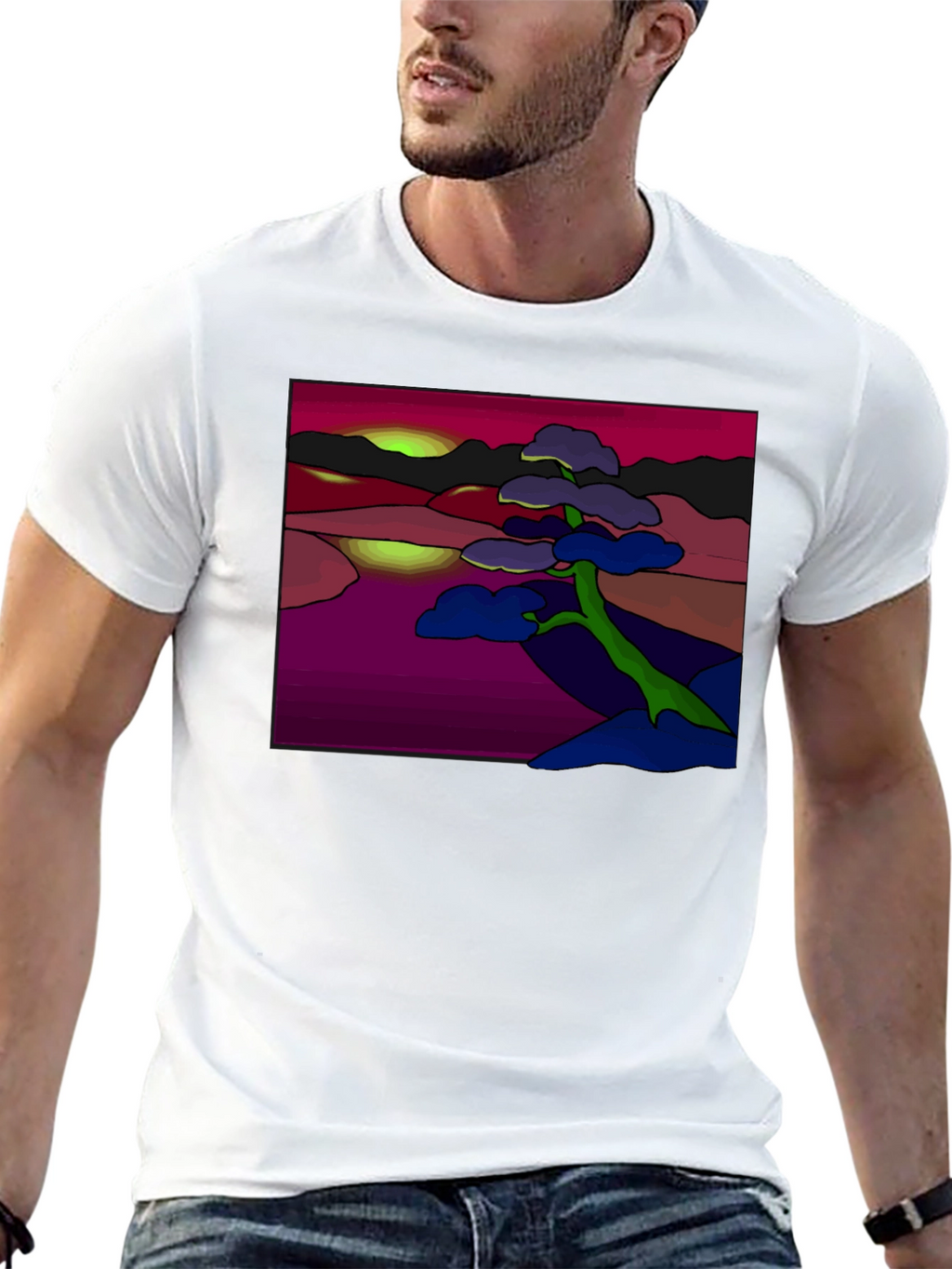 Abstract Landscape Tee: Artistic Graphic Print T-Shirt