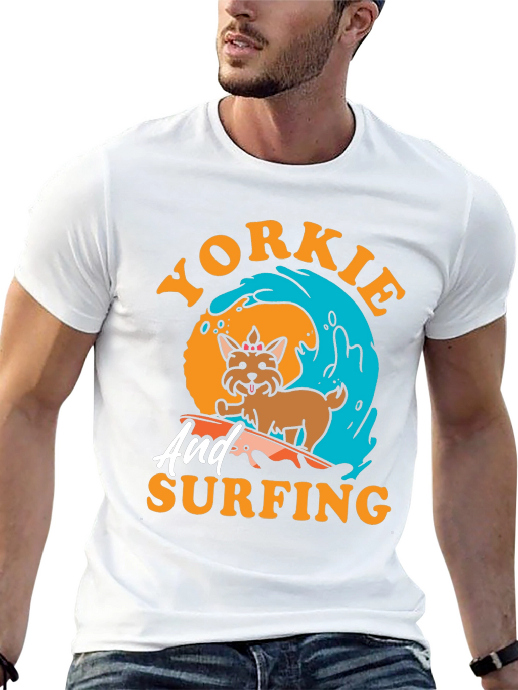 Yorkie Surfing T-Shirt - Dog Lover Tee