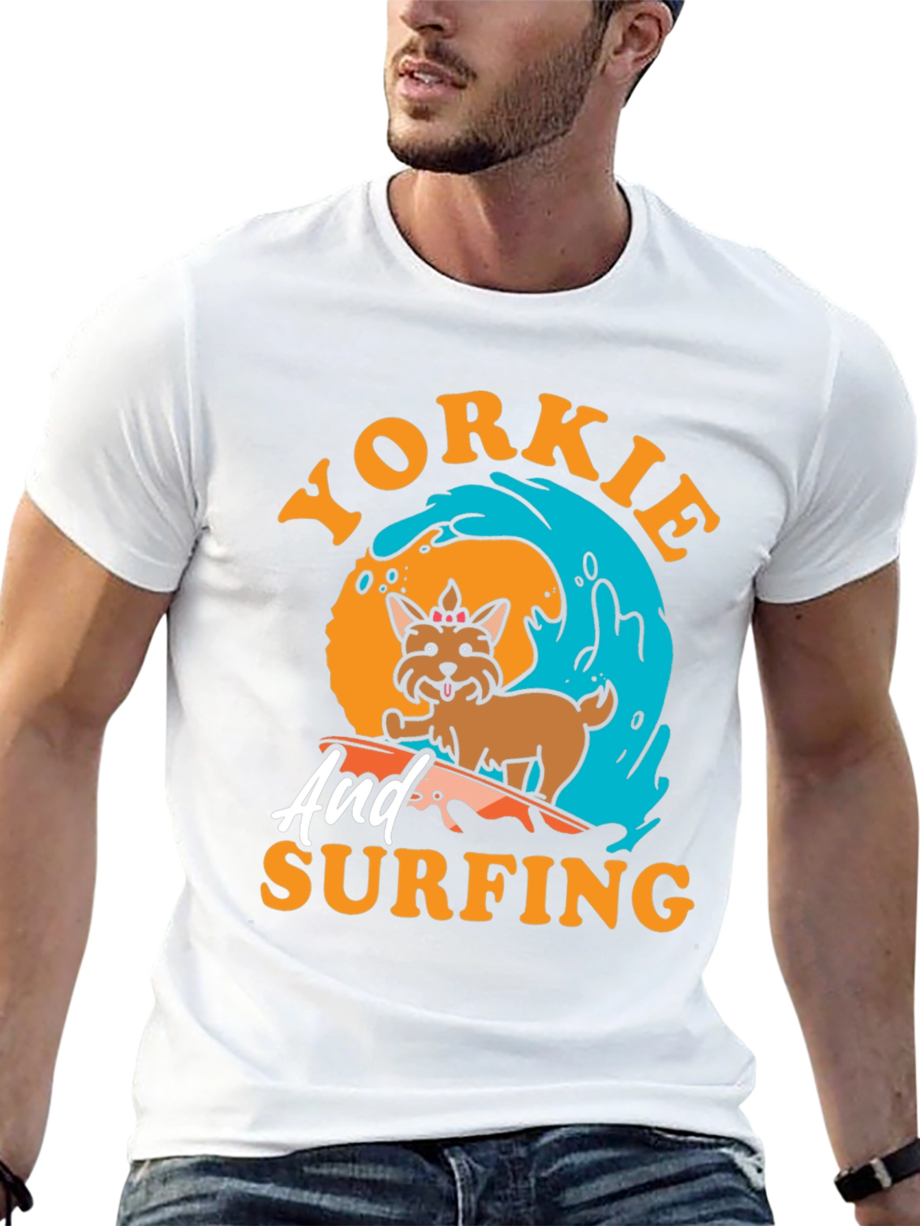 Yorkie Surfing T-Shirt - Dog Lover Tee