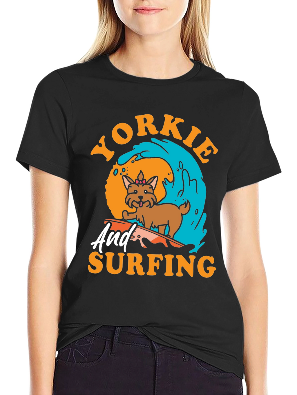 Yorkie Surfing T-Shirt - Dog Lover Tee