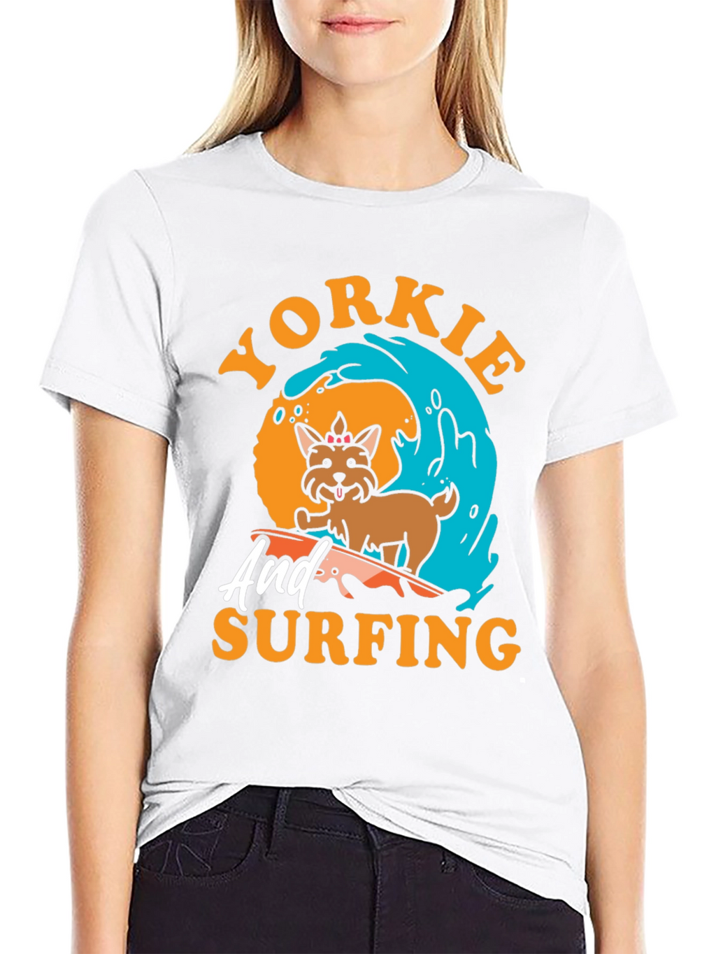 Yorkie Surfing T-Shirt - Dog Lover Tee