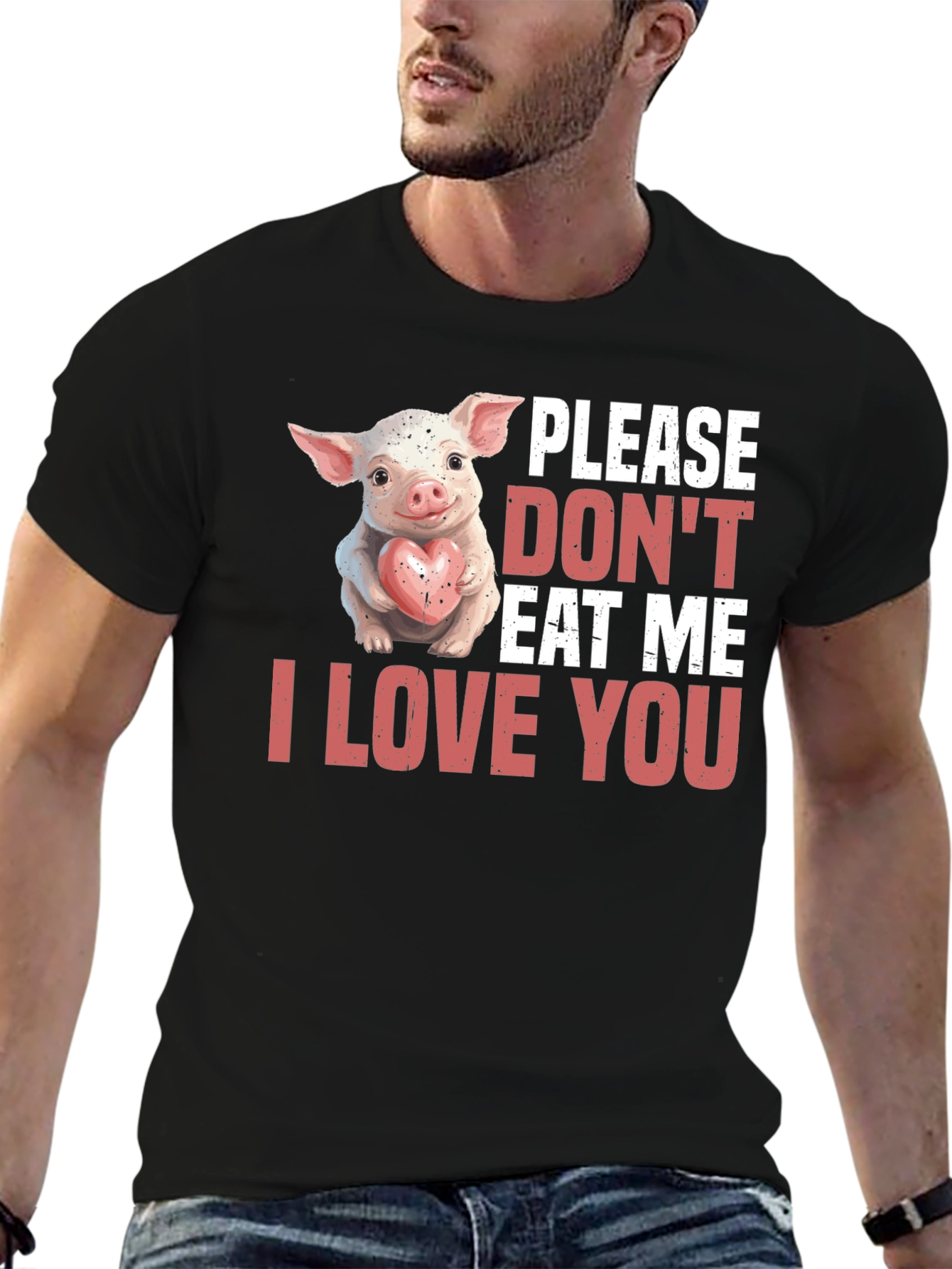 Vegan Pig T-Shirt - Please Dont Eat Me I Love You