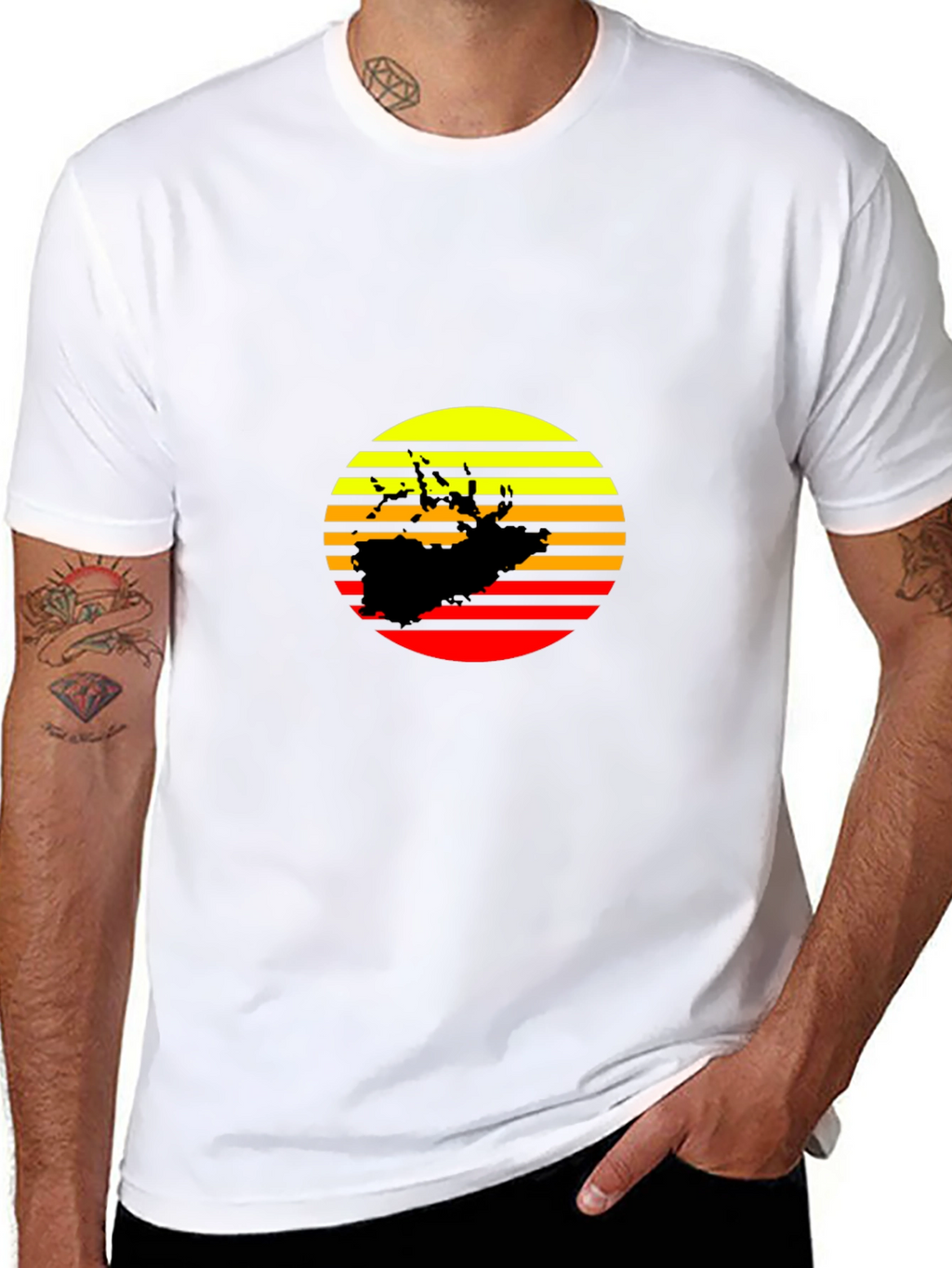 Sunset Silhouette Graphic Tee - Retro Style Black T-Shirt