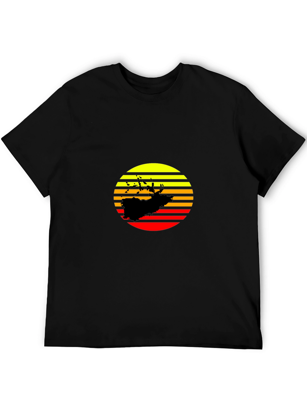 Sunset Silhouette Graphic Tee - Retro Style Black T-Shirt