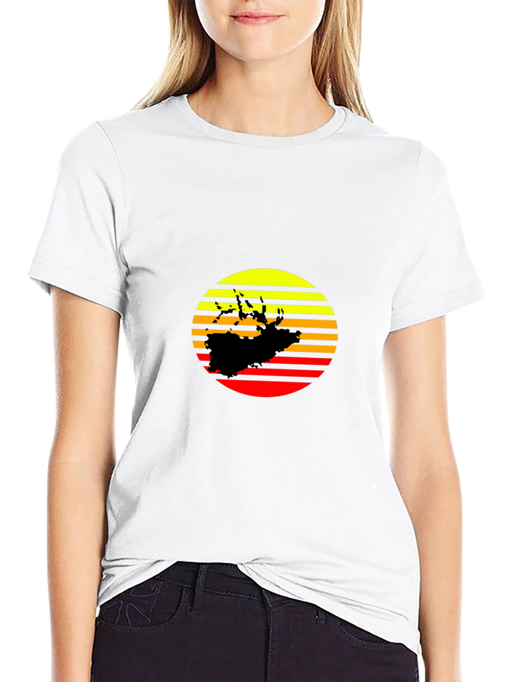 Sunset Silhouette Graphic Tee - Retro Style Black T-Shirt