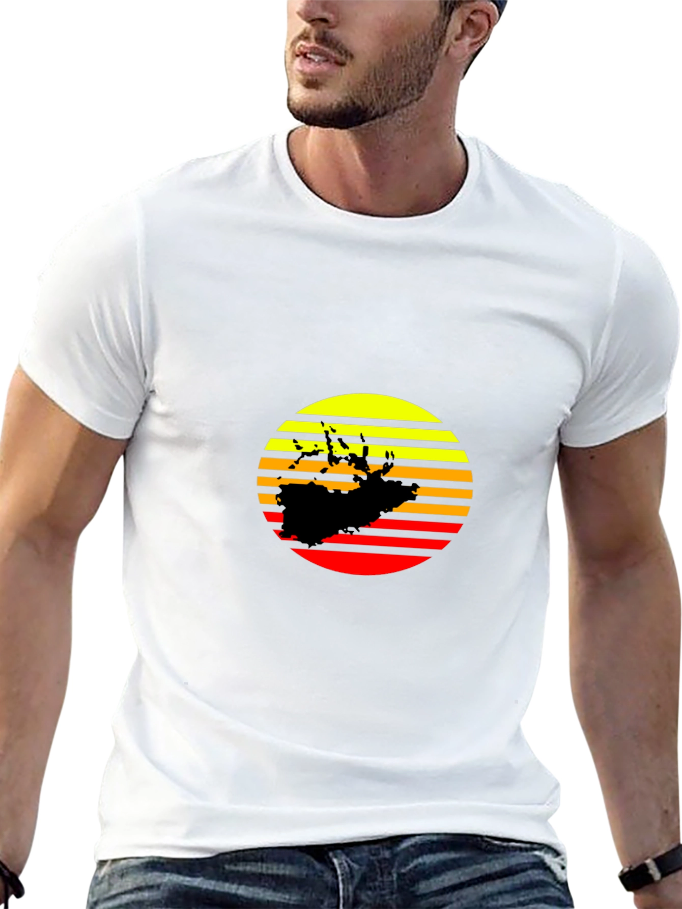 Sunset Silhouette Graphic Tee - Retro Style Black T-Shirt
