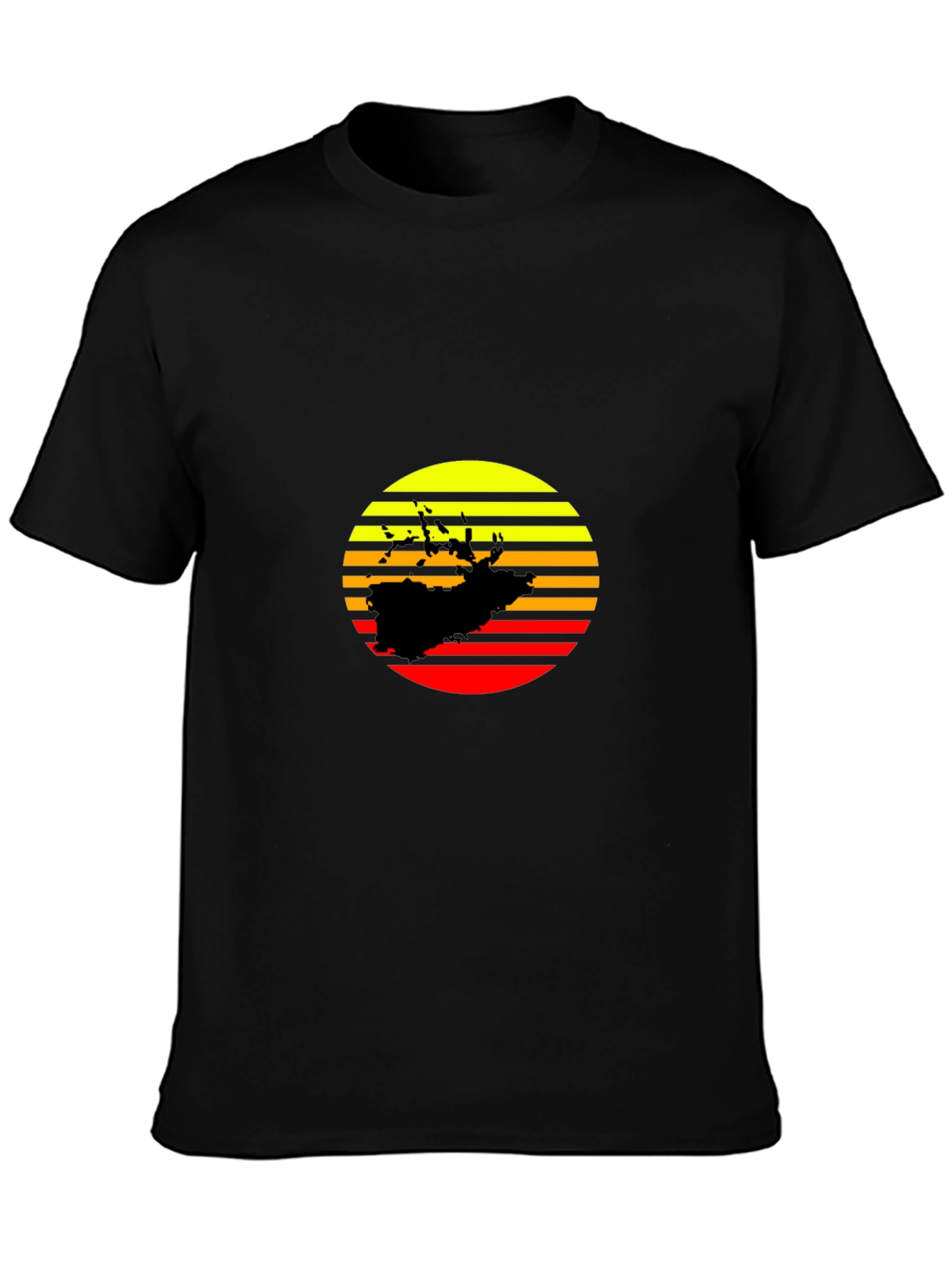 Sunset Silhouette Graphic Tee - Retro Style Black T-Shirt