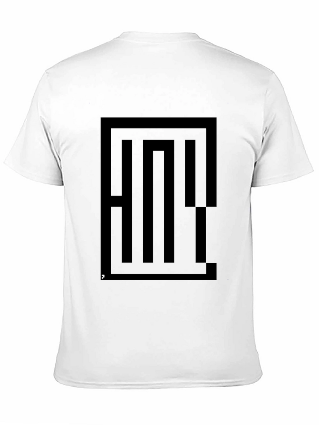 Geometric Maze Graphic Tee - Black Cotton Blend