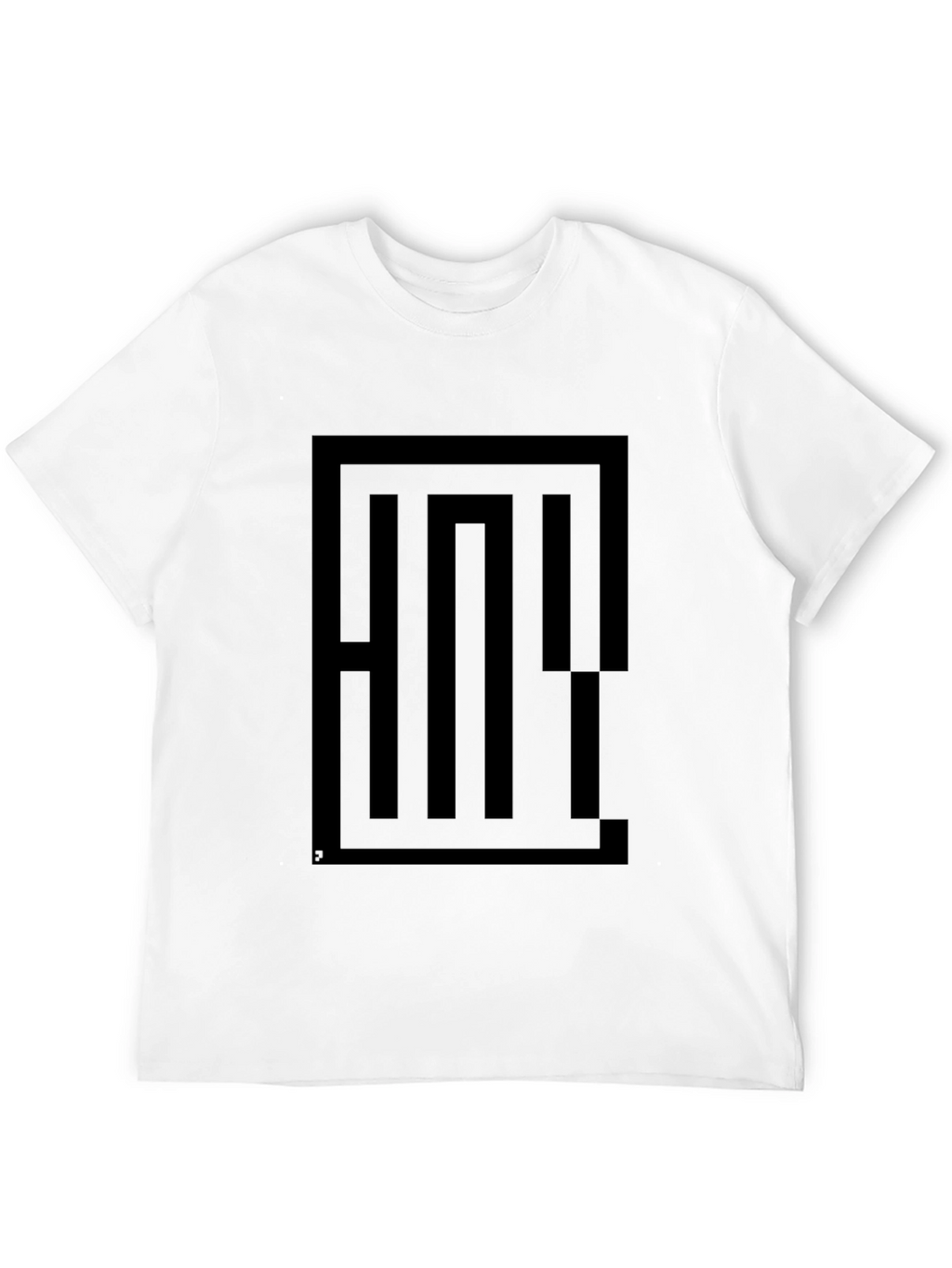 Geometric Maze Graphic Tee - Black Cotton Blend