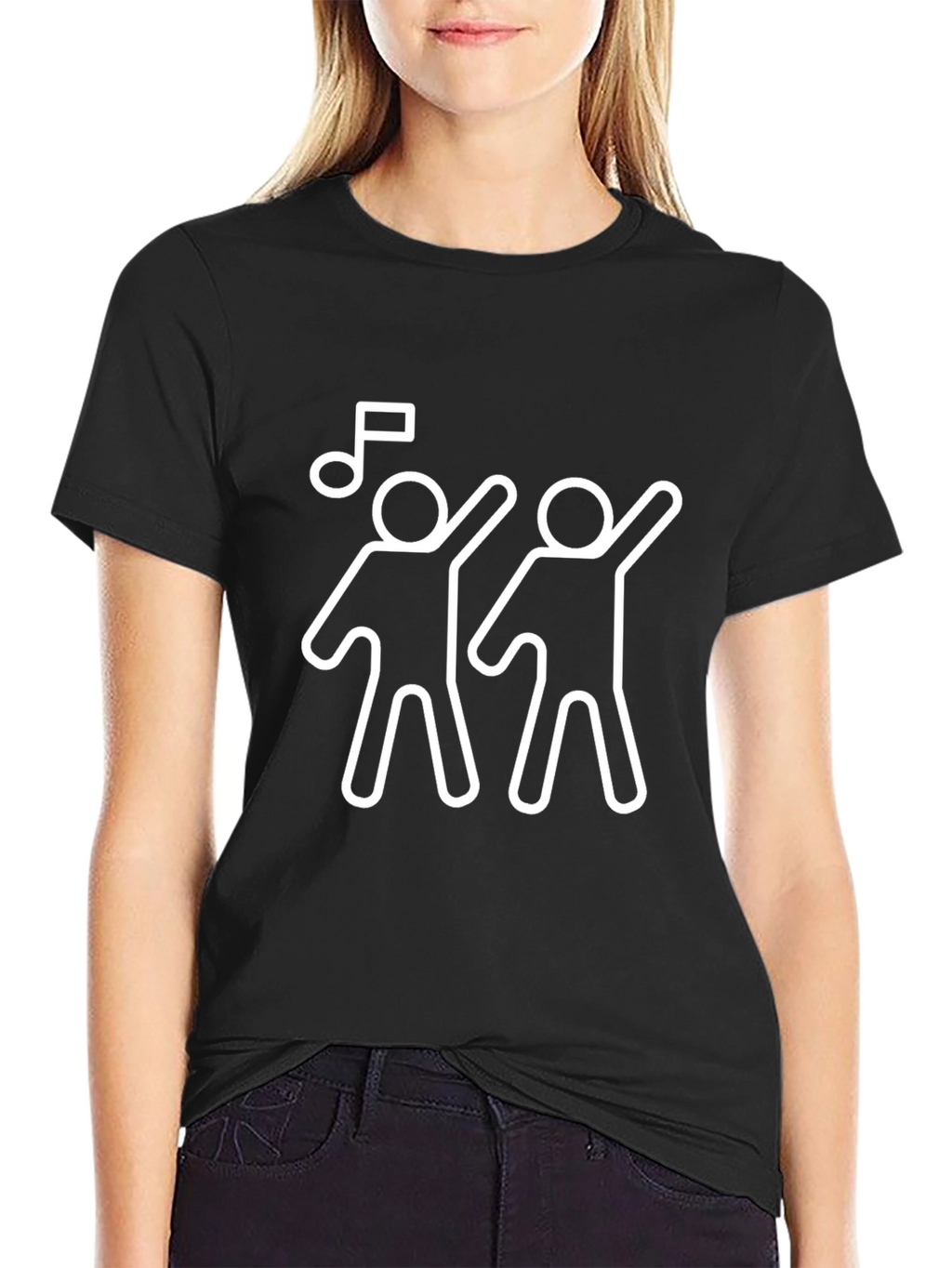 Dancing Duo Tee - Fun Graphic Black T-Shirt