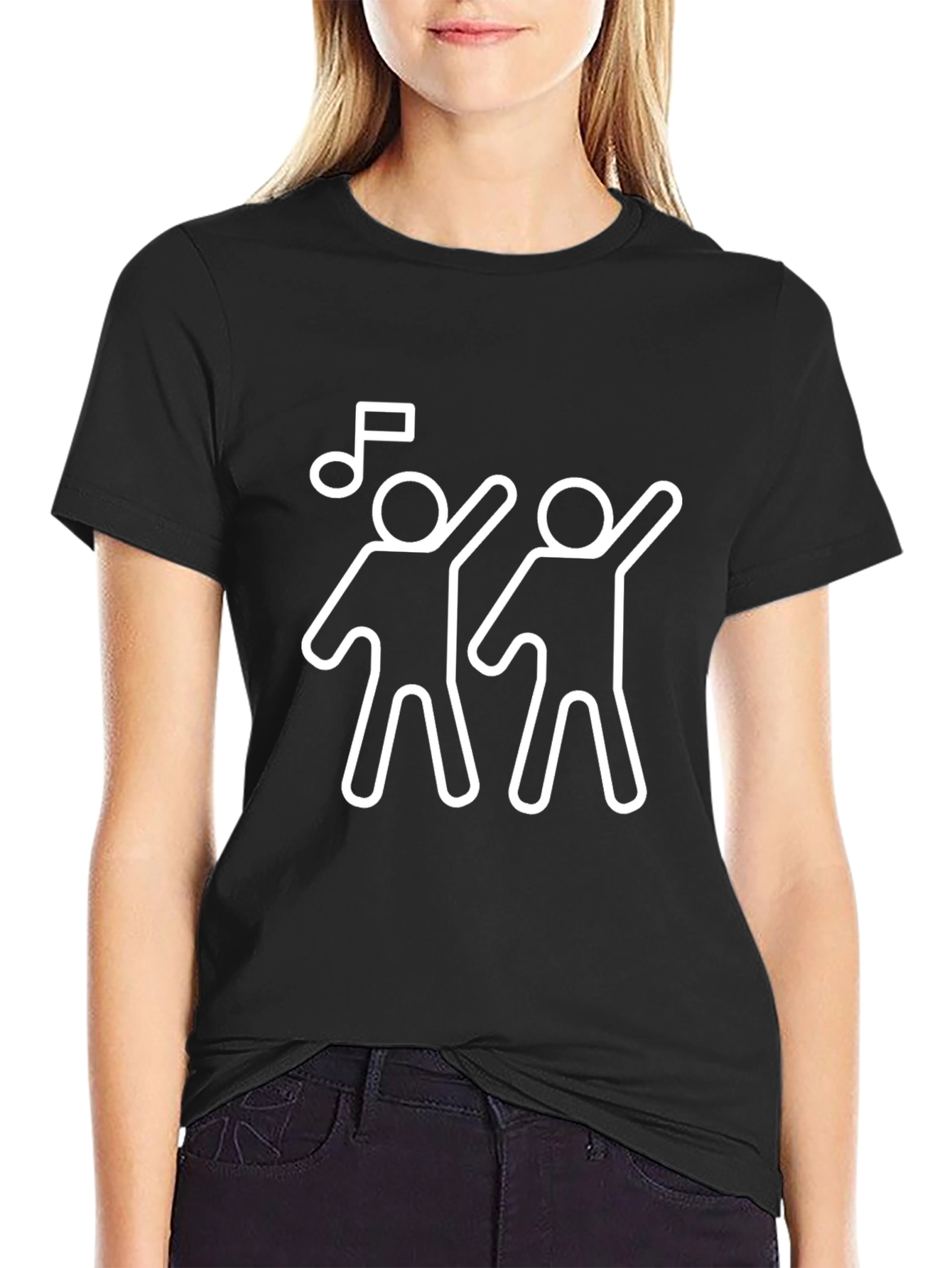 Dancing Duo Tee - Fun Graphic Black T-Shirt