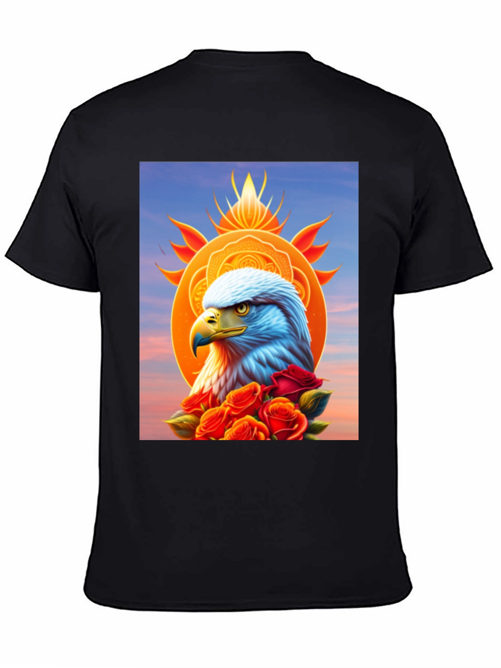 Eagle & Roses Graphic Tee - Stylish Black Shirt