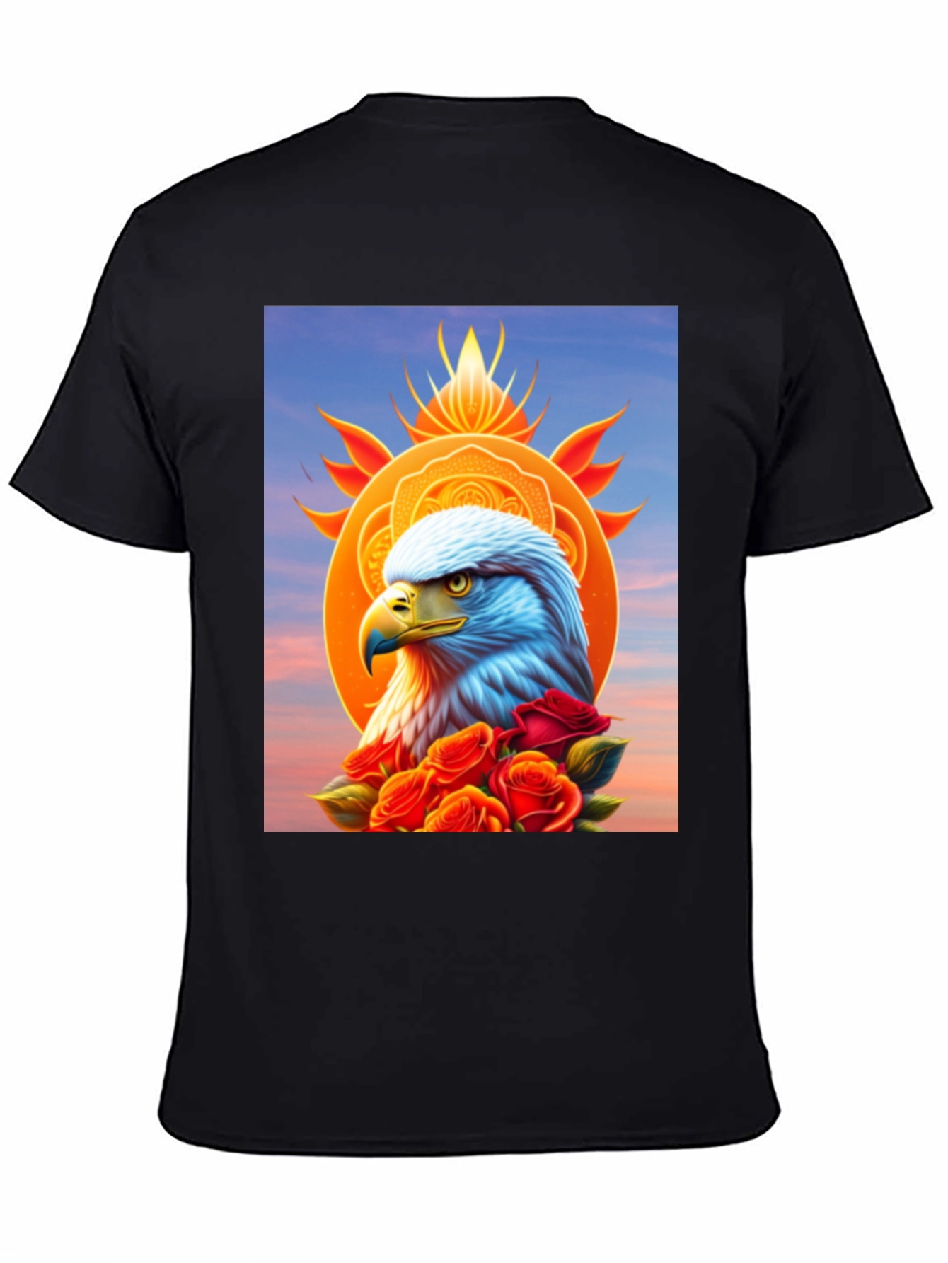 Eagle & Roses Graphic Tee - Stylish Black Shirt