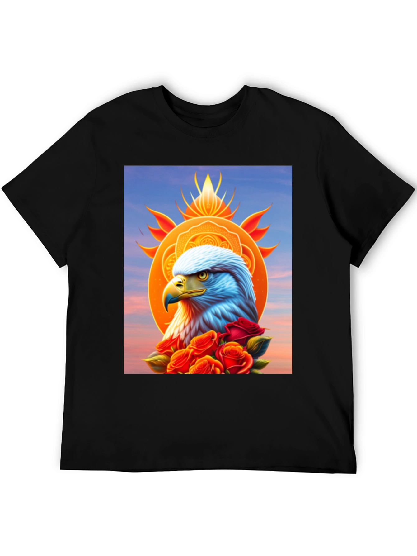 Eagle & Roses Graphic Tee - Stylish Black Shirt