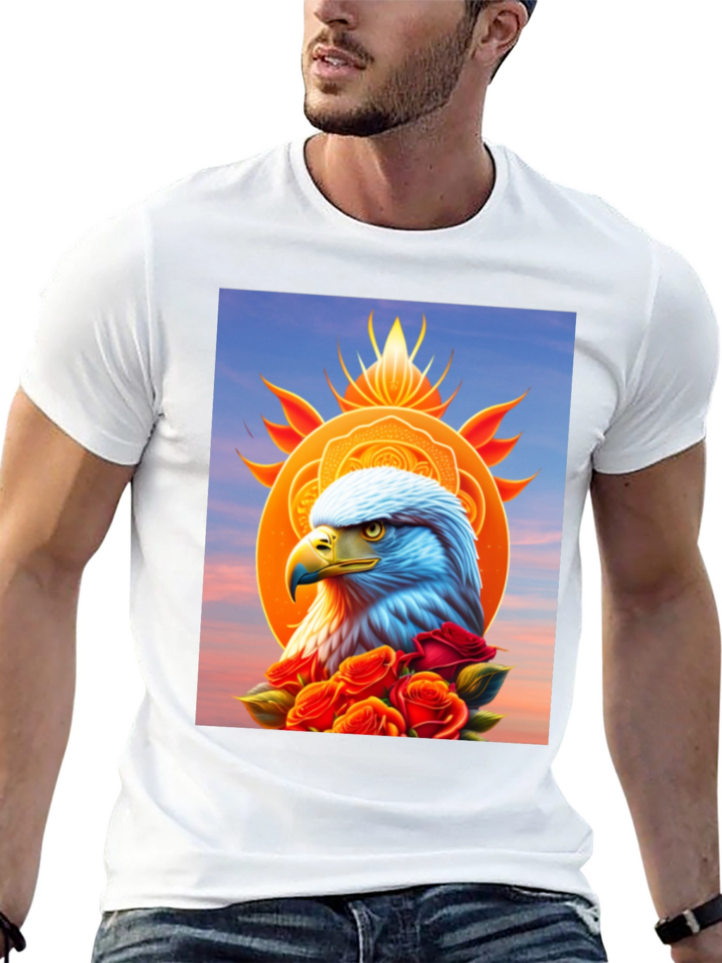 Eagle & Roses Graphic Tee - Stylish Black Shirt