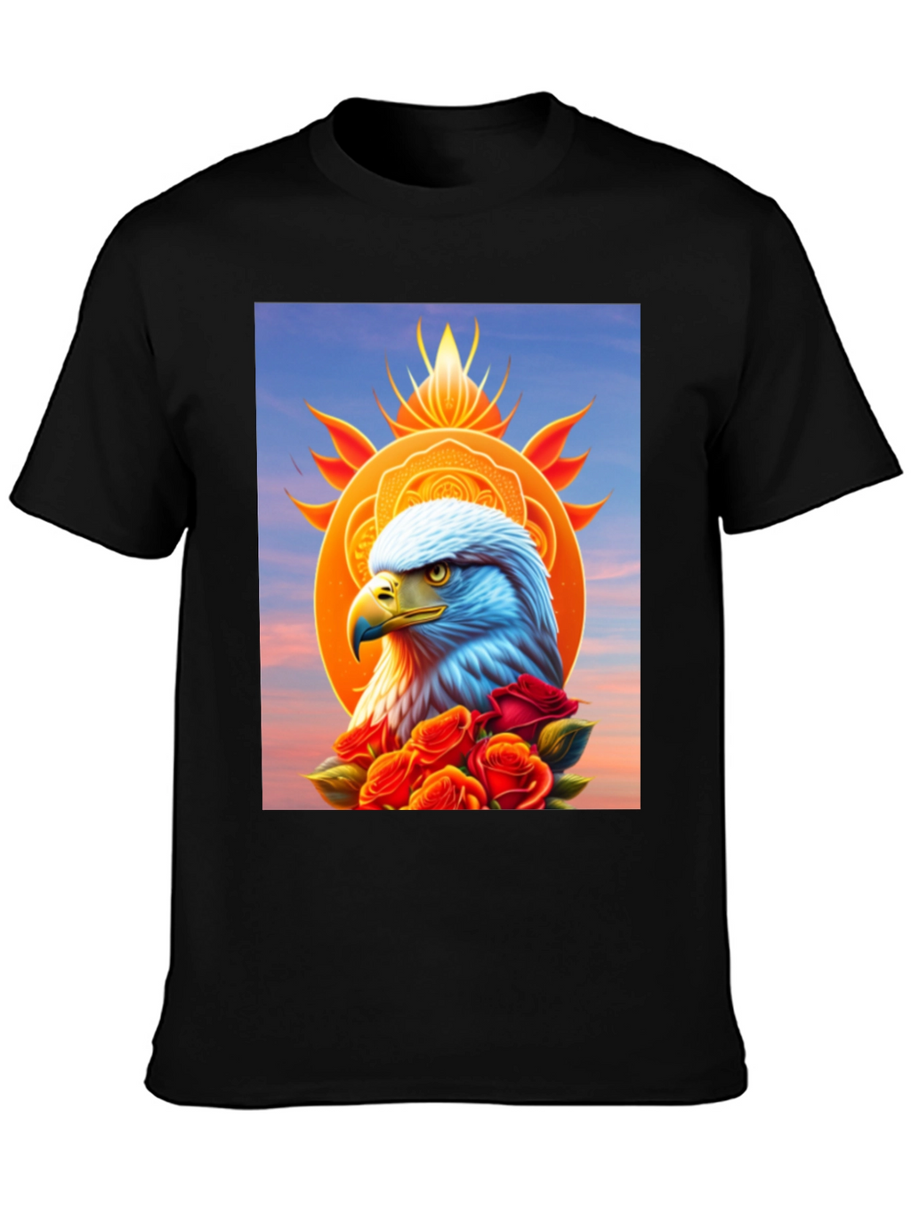 Eagle & Roses Graphic Tee - Stylish Black Shirt