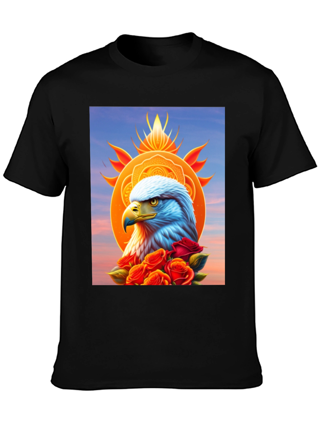 Eagle & Roses Graphic Tee - Stylish Black Shirt