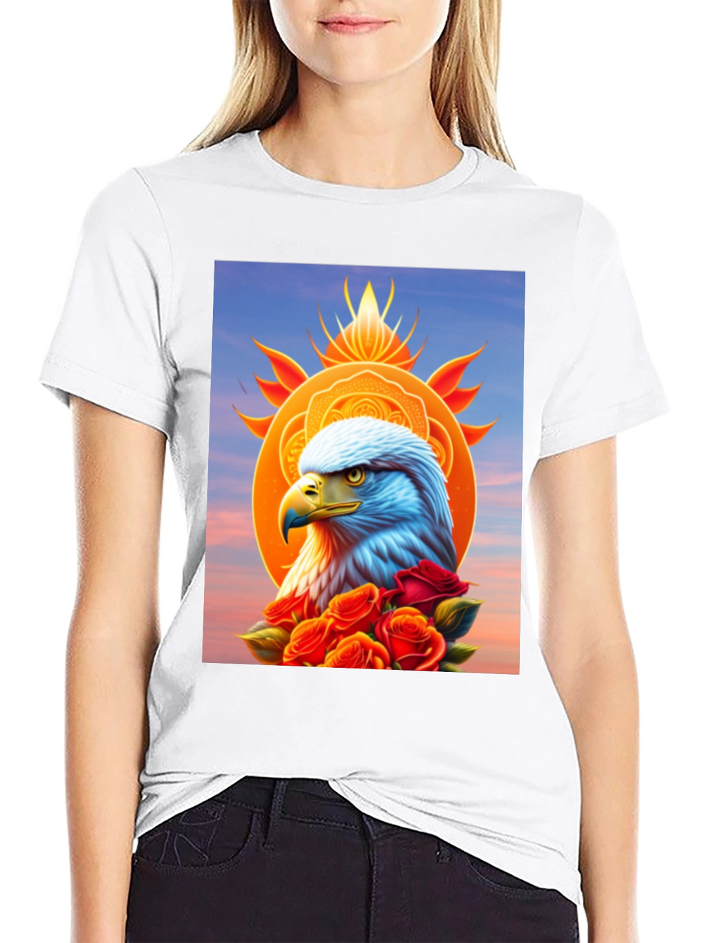 Eagle & Roses Graphic Tee - Stylish Black Shirt