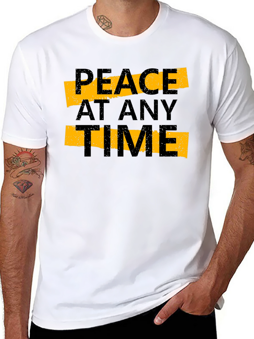 Peace At Any Time Black Graphic Tee