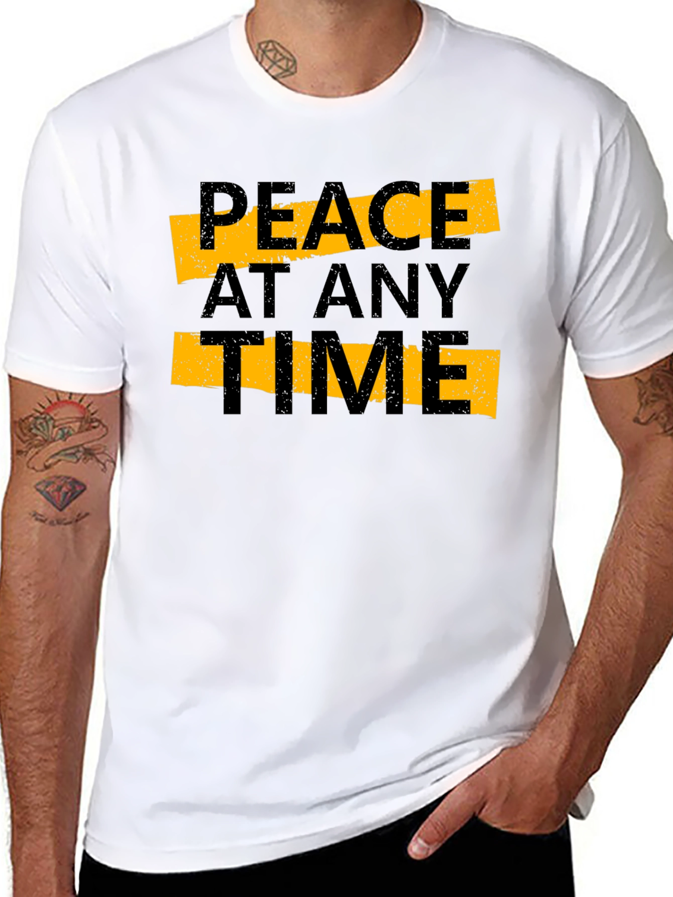 Peace At Any Time Black Graphic Tee