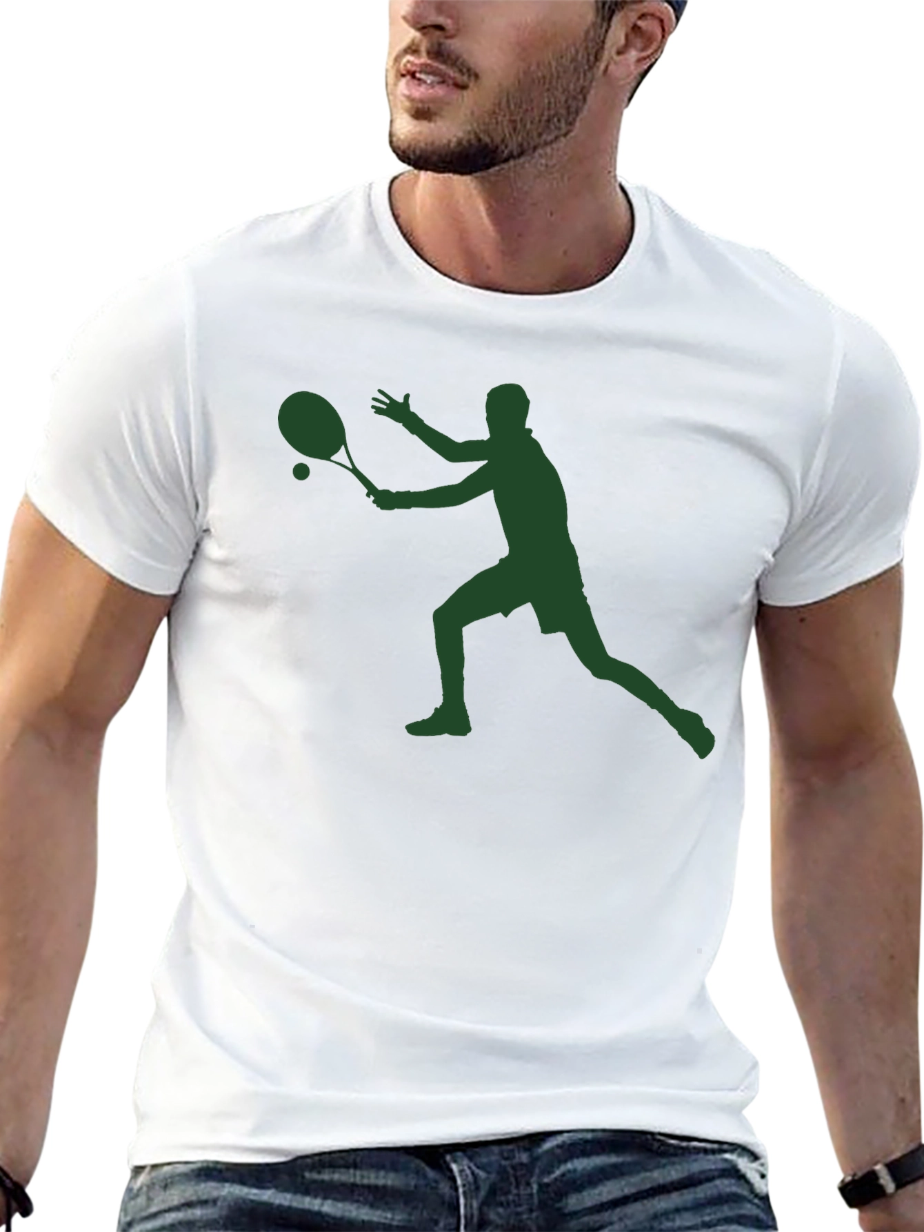 Tennis Player Graphic T-Shirt - Black