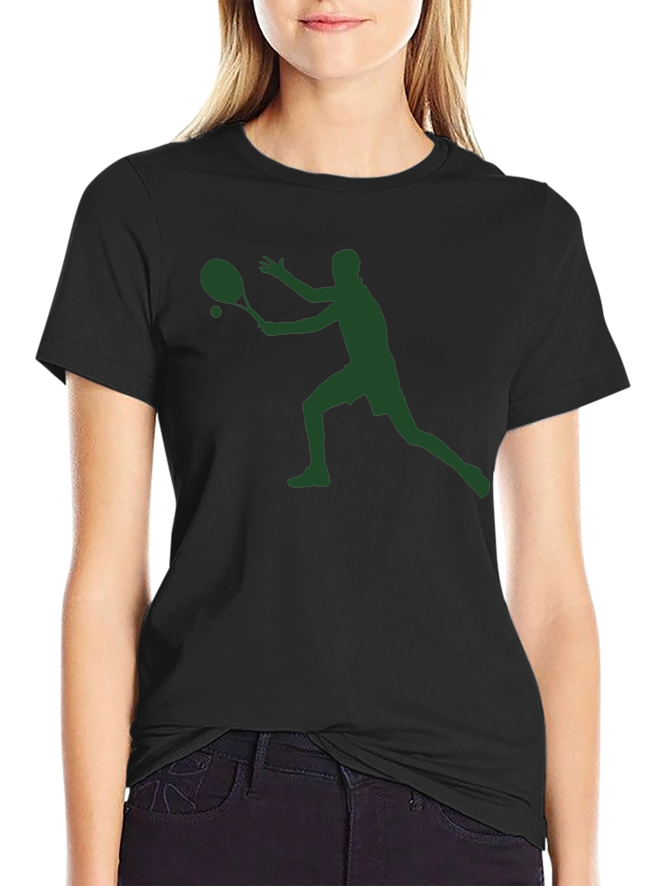 Tennis Player Graphic T-Shirt - Black