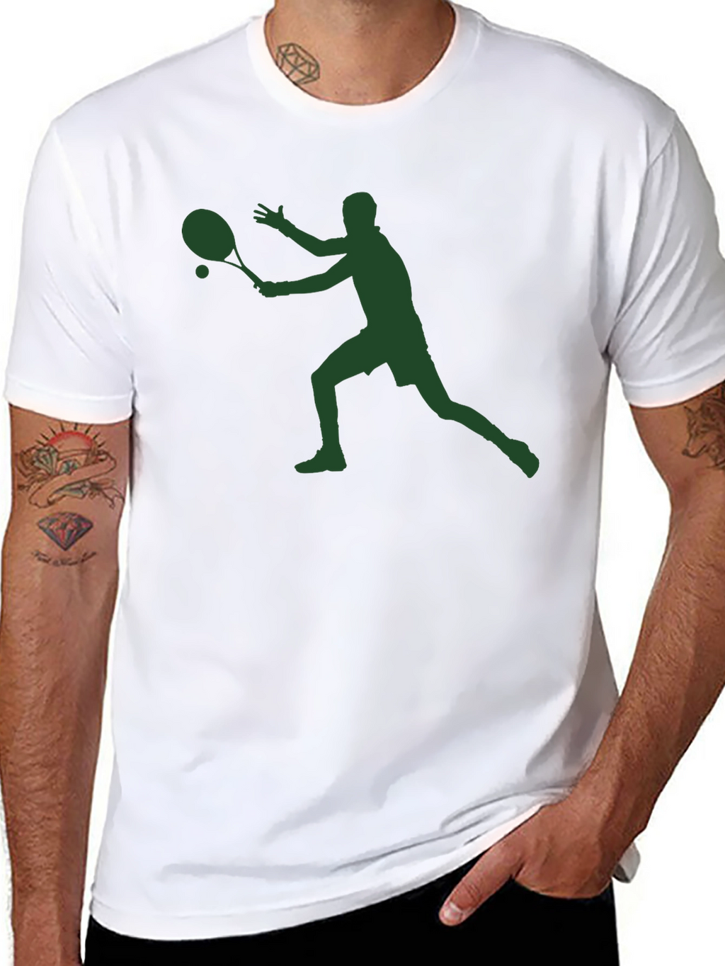 Tennis Player Graphic T-Shirt - Black