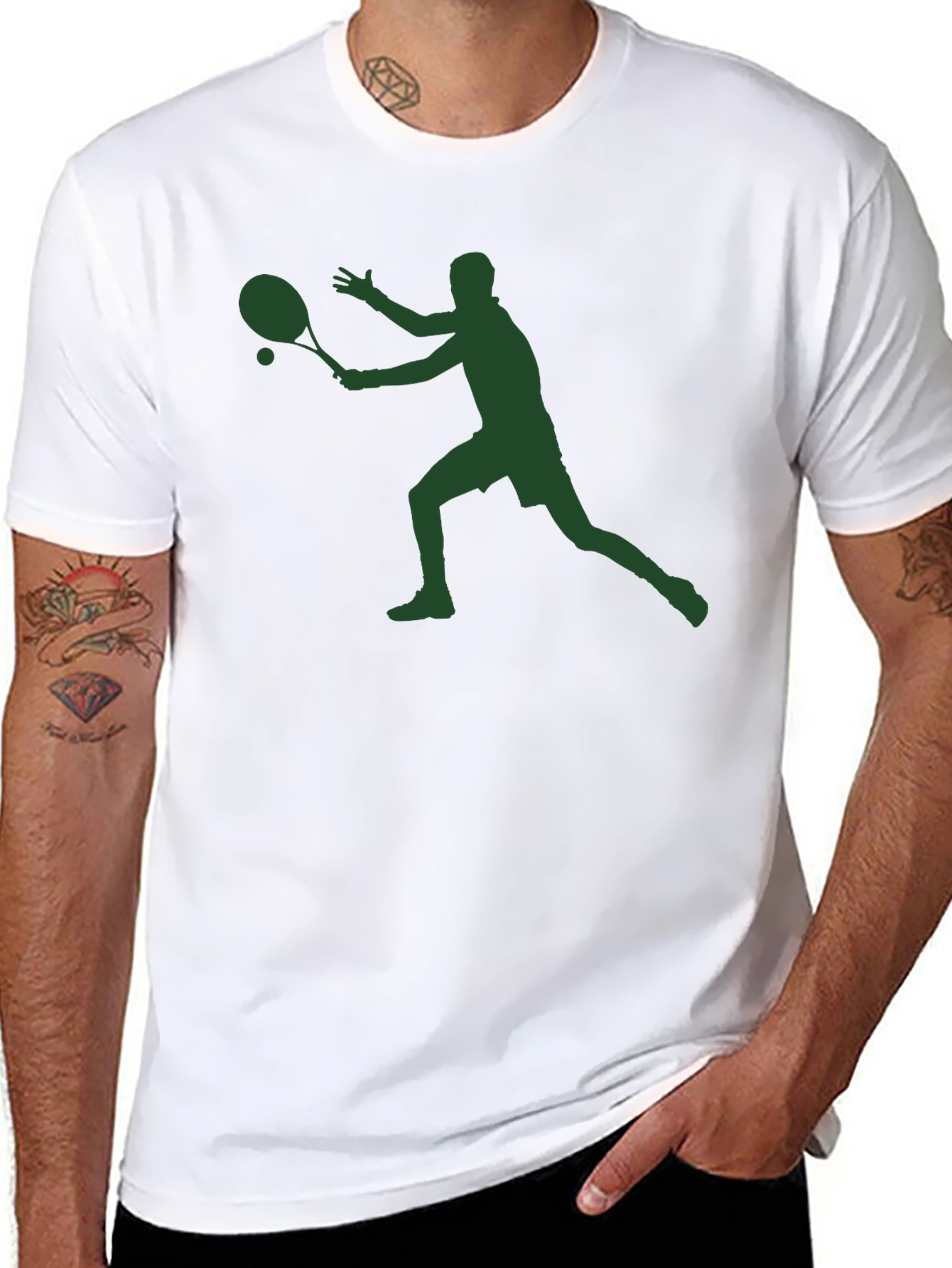 Tennis Player Graphic T-Shirt - Black