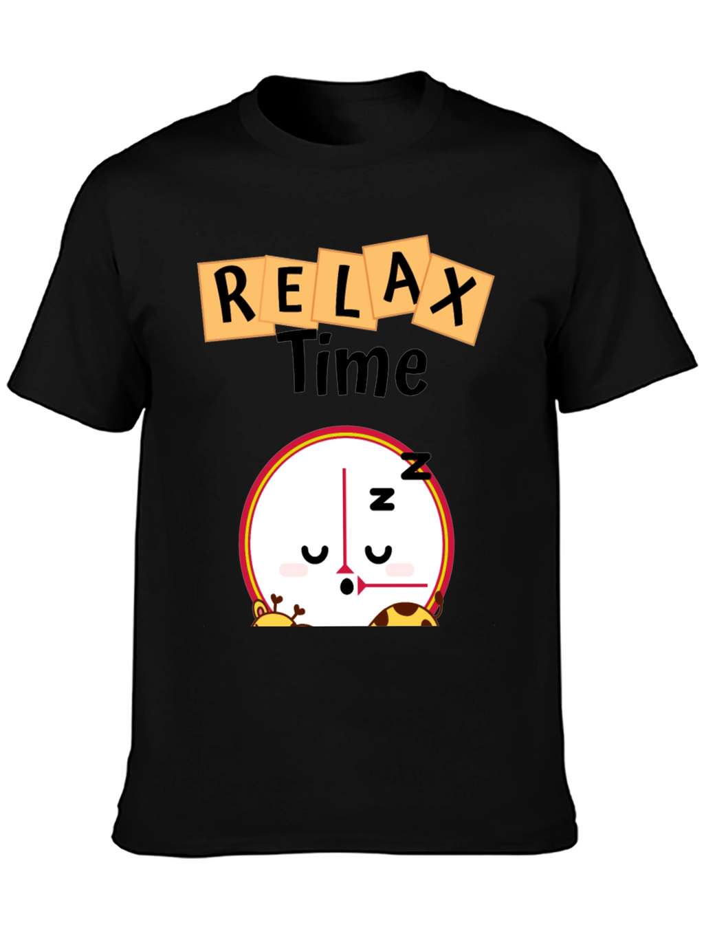 Relax Time Graphic Tee - Cartoon Clock Design