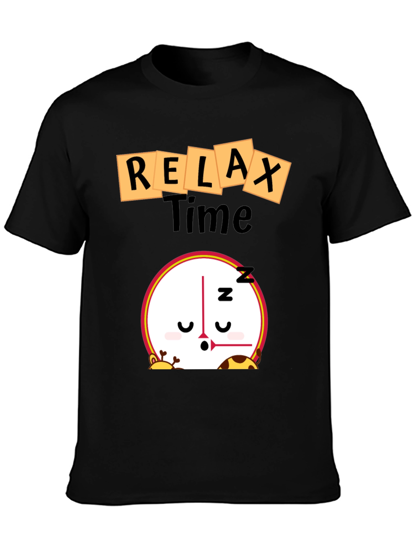 Relax Time Graphic Tee - Cartoon Clock Design