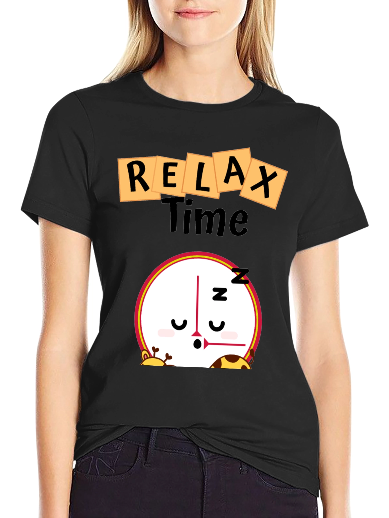 Relax Time Graphic Tee - Cartoon Clock Design