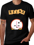 Relax Time Graphic Tee - Cartoon Clock Design