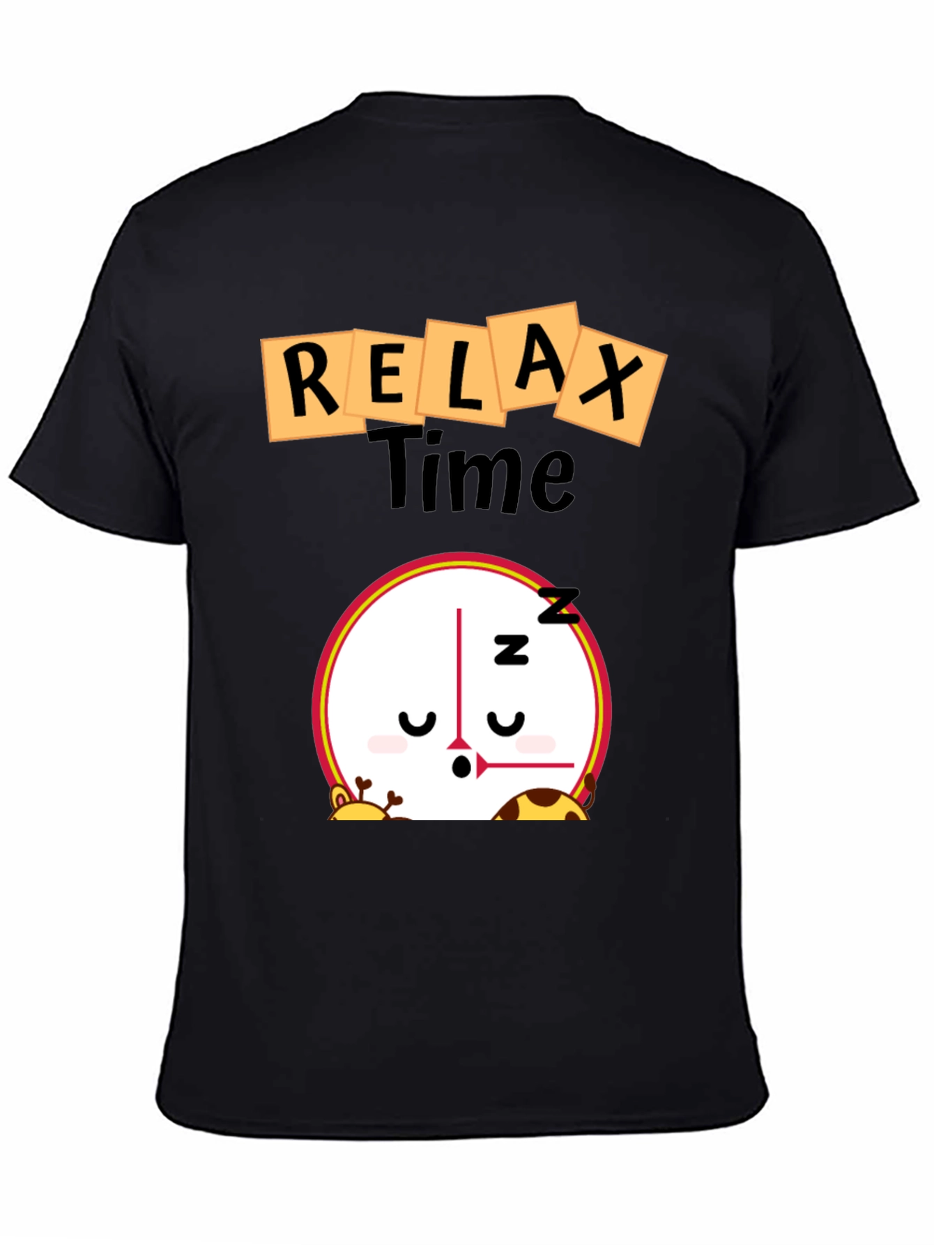 Relax Time Graphic Tee - Cartoon Clock Design